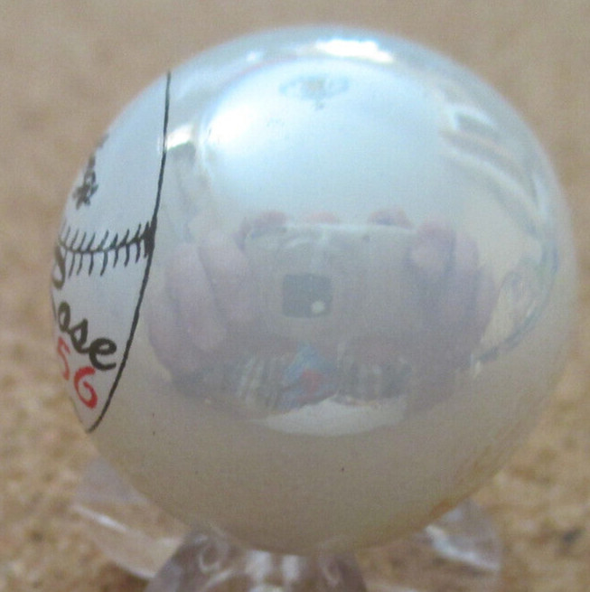 MLB: Pete Rose 4256 Hits Logo on a Pearl Jabo Marble #165 1.010″ = 25.66mm
