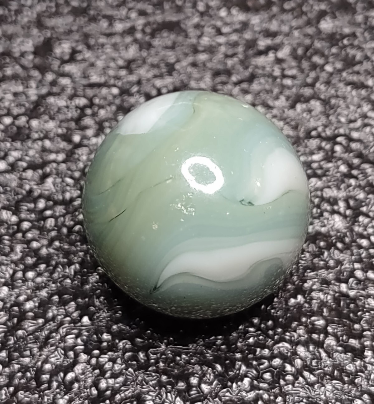 NM- .87″ TriColor Teal Green Opaque Swirl Alley Agate ? Glass Vintage Marbles
