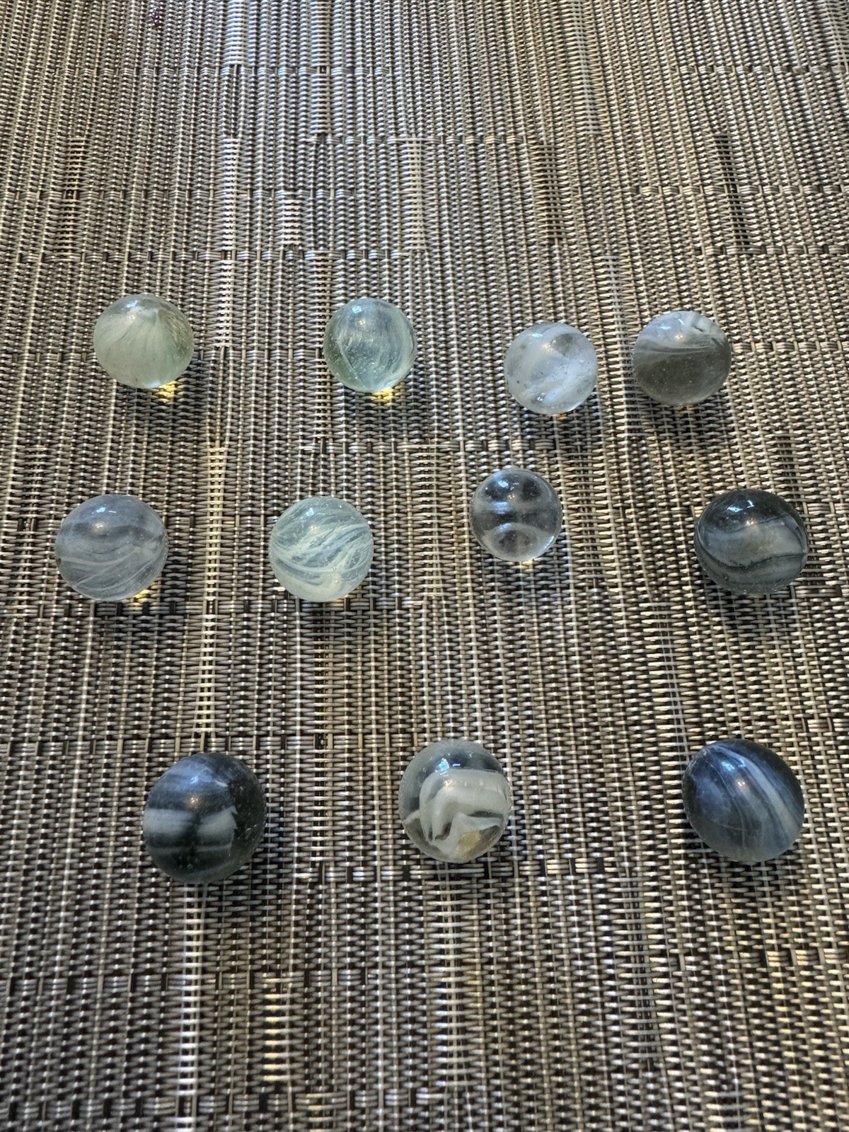 Original Antique Vintage Old Marbles Clear With White Lot Of 11 14.4 MM