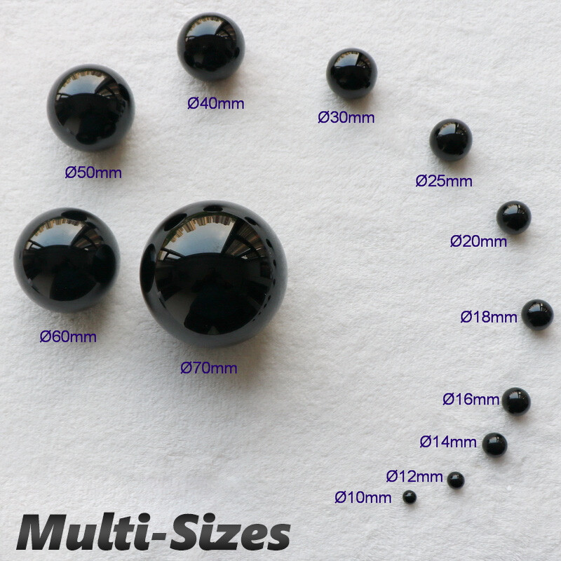 1-100mm Black Crystal Sphere Beads Glass Solid Balls Marbles Decoration Ornament