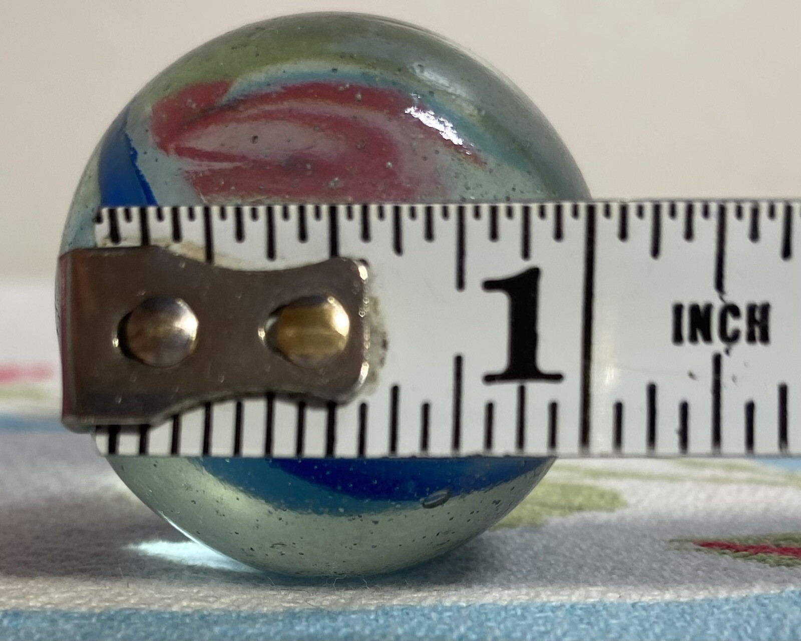 Shooter Glass Marbles (2) Blue Swirl. and Pink and White Swirl