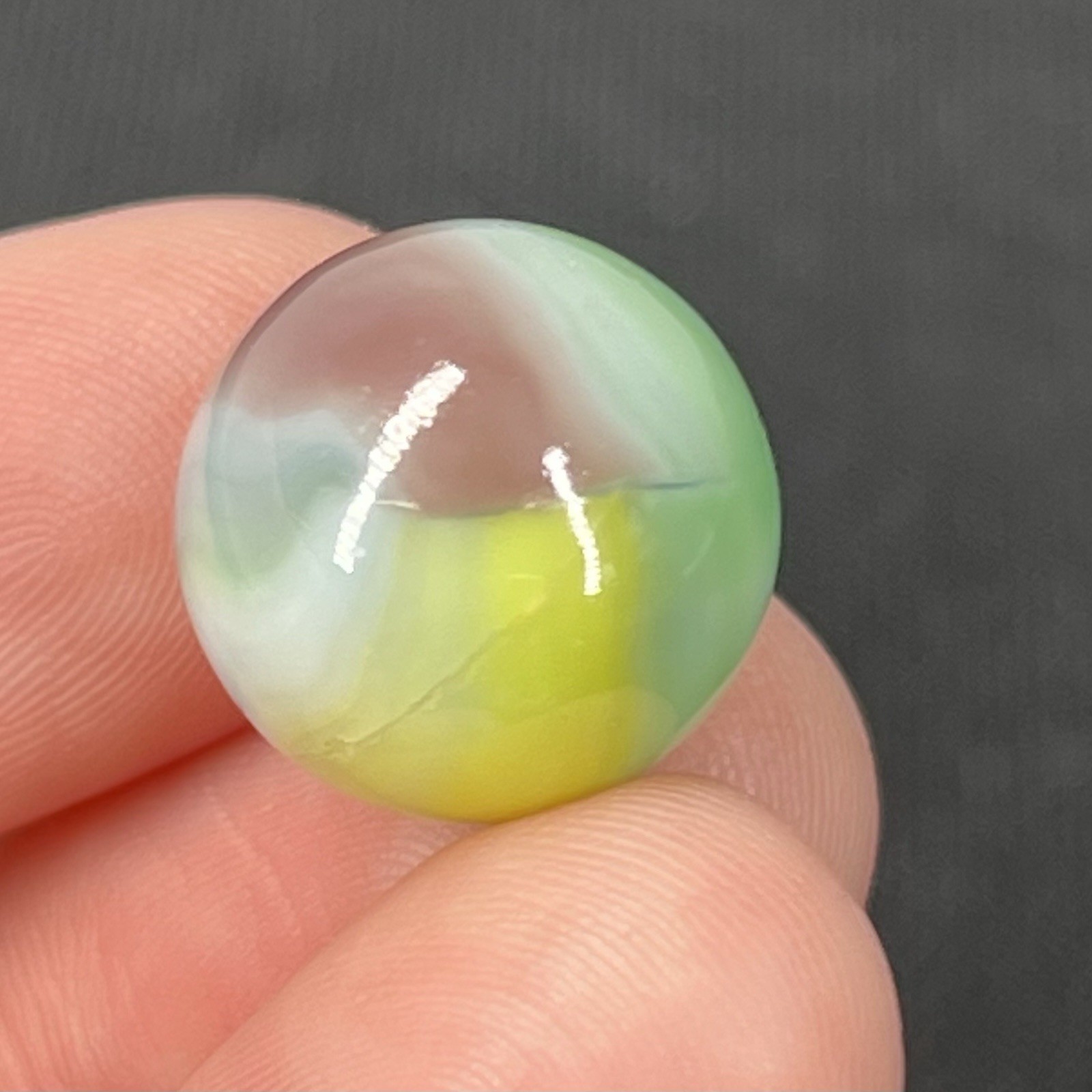 VTG Old Glass Marble Christensen Akro Peltier Vitro .6” Spring Meadow