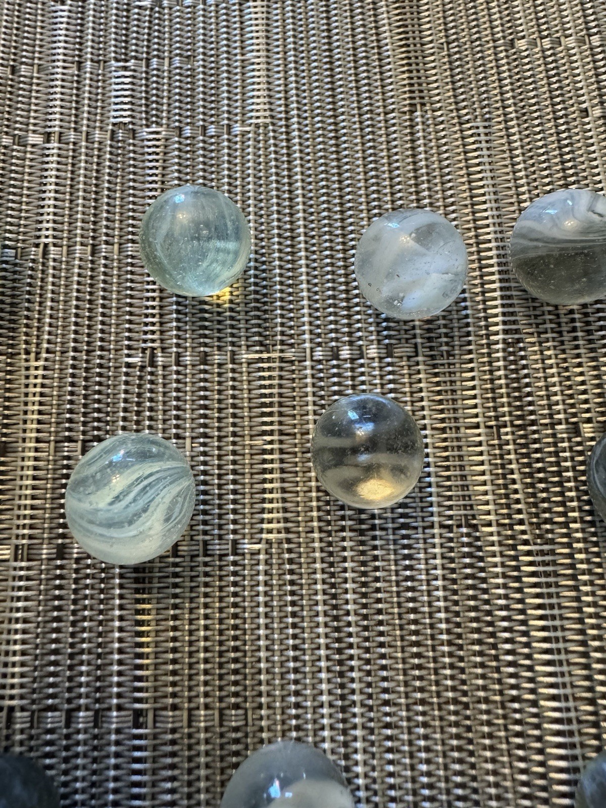 Original Antique Vintage Old Marbles Clear With White Lot Of 11 14.4 MM