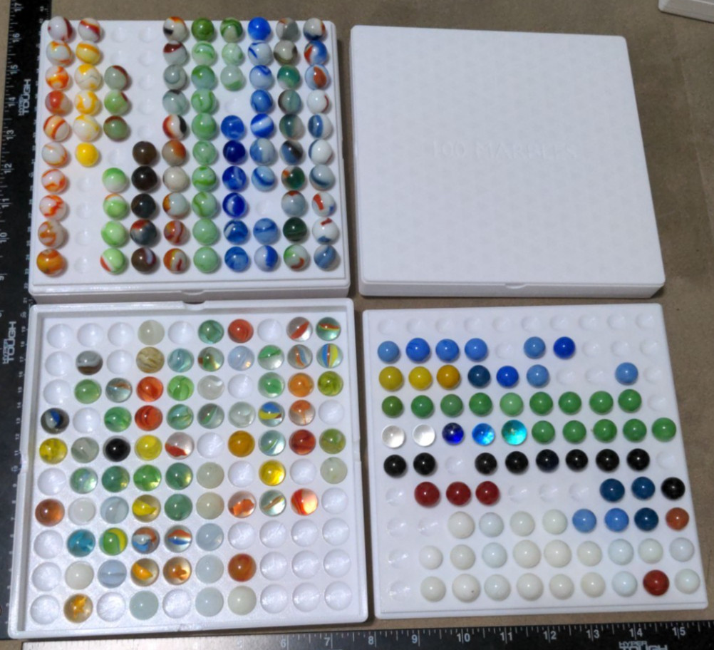 NO MARBLES – LARGE 100x 20mm Marbles Display Storage Sorting Tray Case