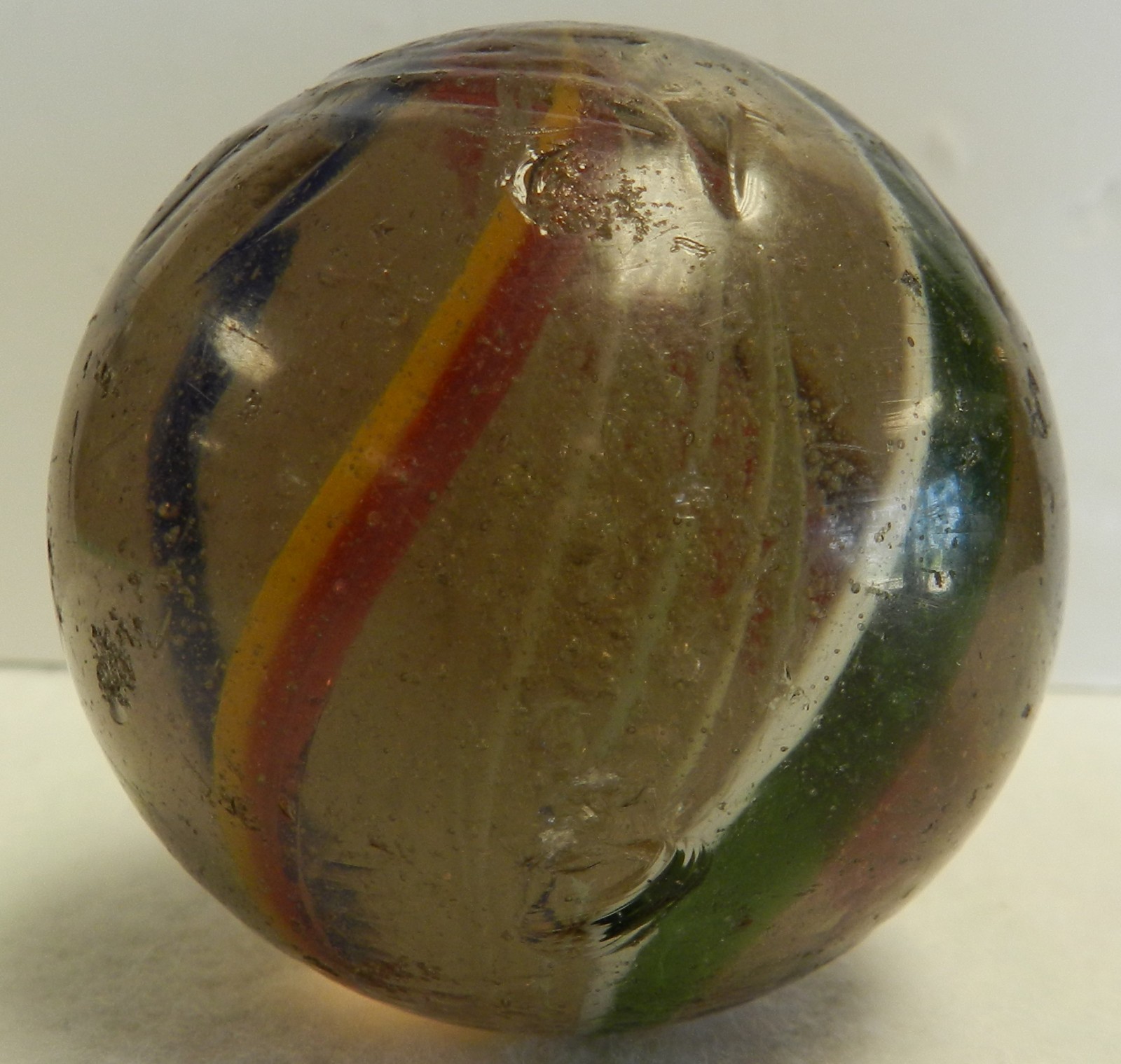 #19453m Huge 2.17 Inches Vintage German Handmade Latticino Swirl Marble