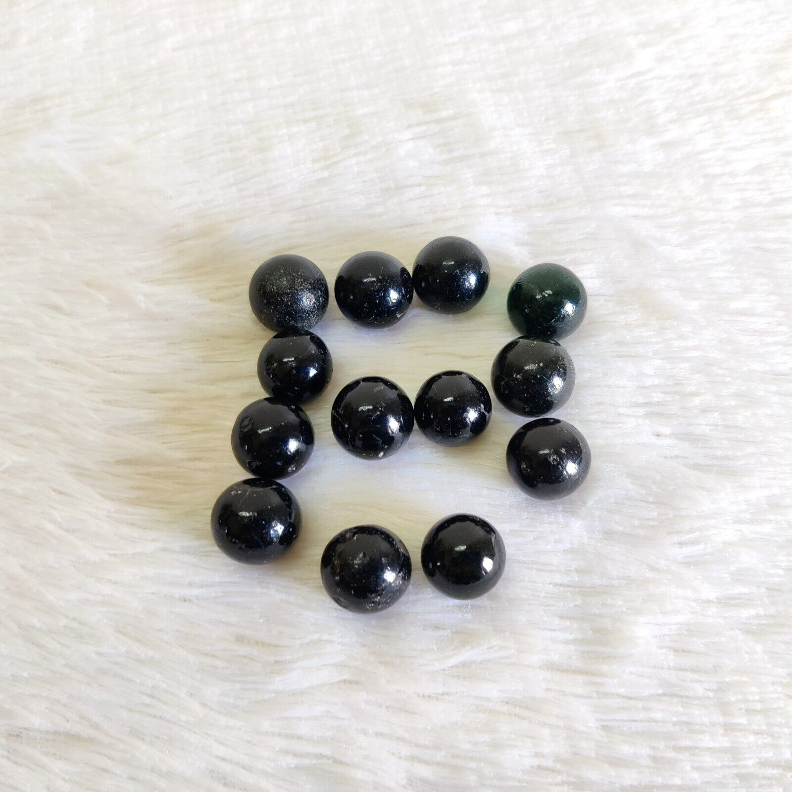 Vintage Old Handmade Dark Green Glass Marble 13 Pcs Decorative Collectibles G160