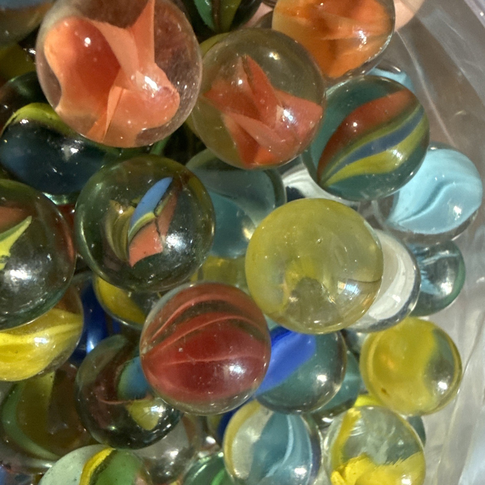 Vintage Mixed Glass Marbles Bulk Lot Cat Eye Swirl Shooter Marbles 4+ Pounds