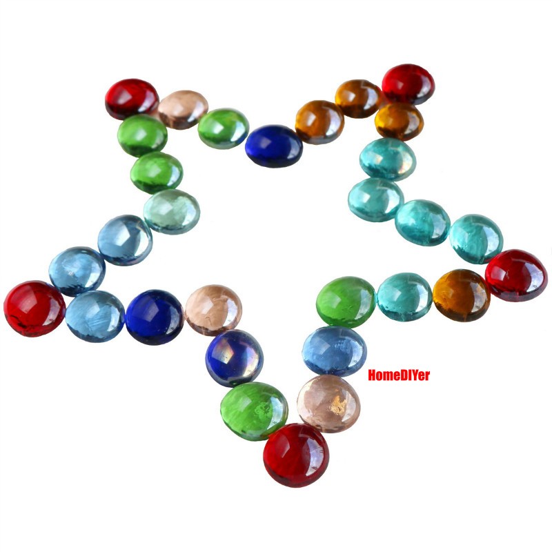 Colourful Flat Glass Marbles Beads Balls Vase Fillers Fish Tanks DIY Decoration