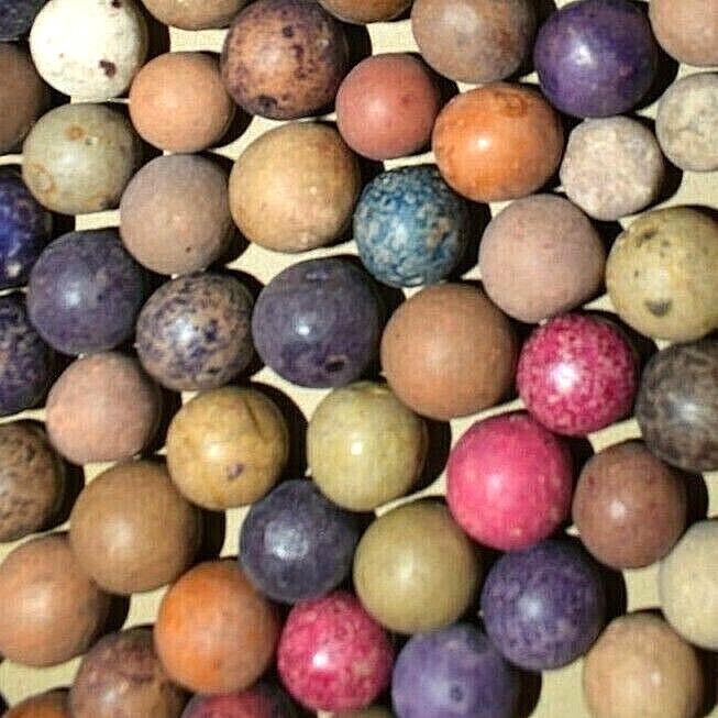 1800s Civil War era Colored Dye’s Clay Marbles Lot of 12 Size .500″ = 1/2″ + .