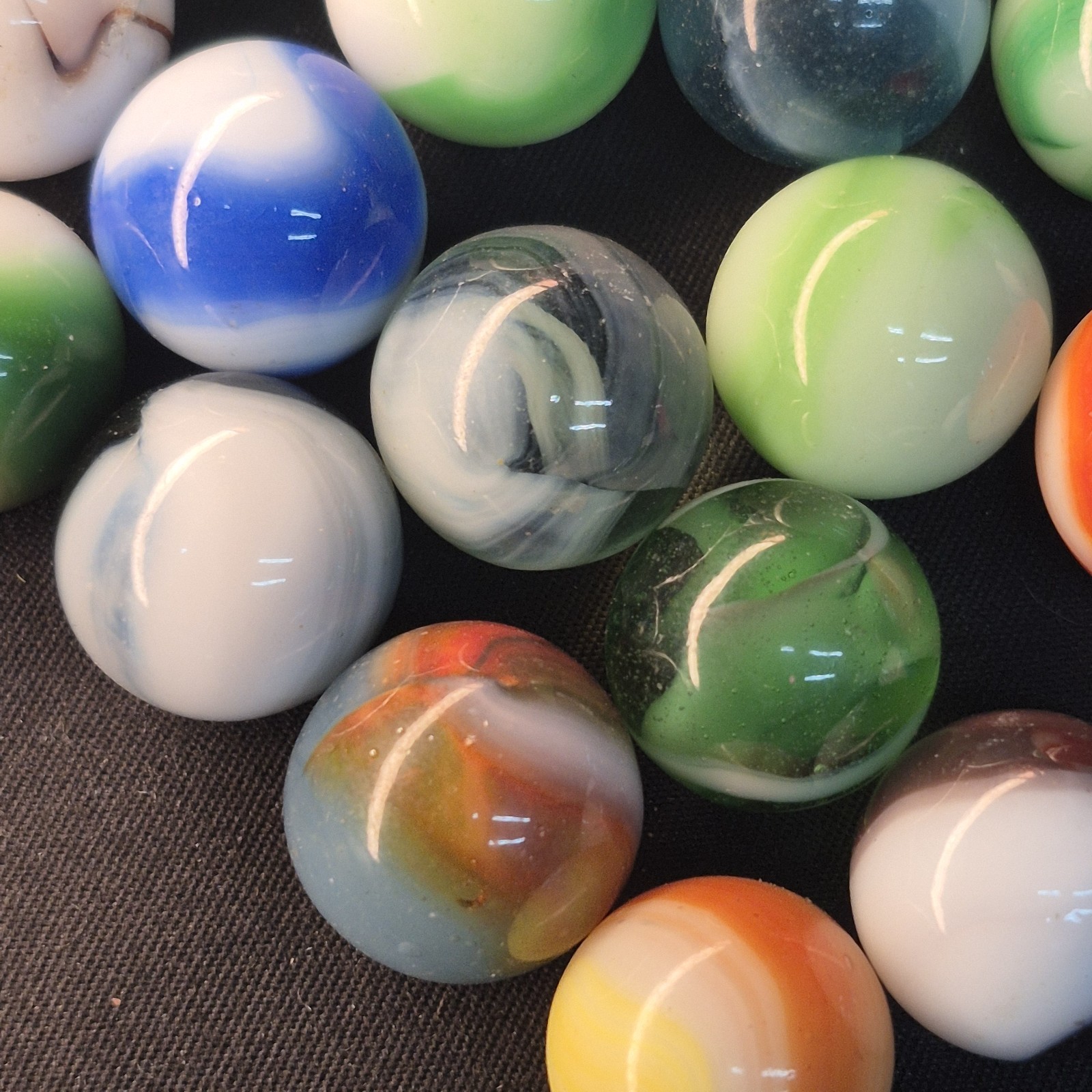 Lot 30 Vintage Marbles Glass Akro Vitro Peltier Marble King Swirl Patch VG USA