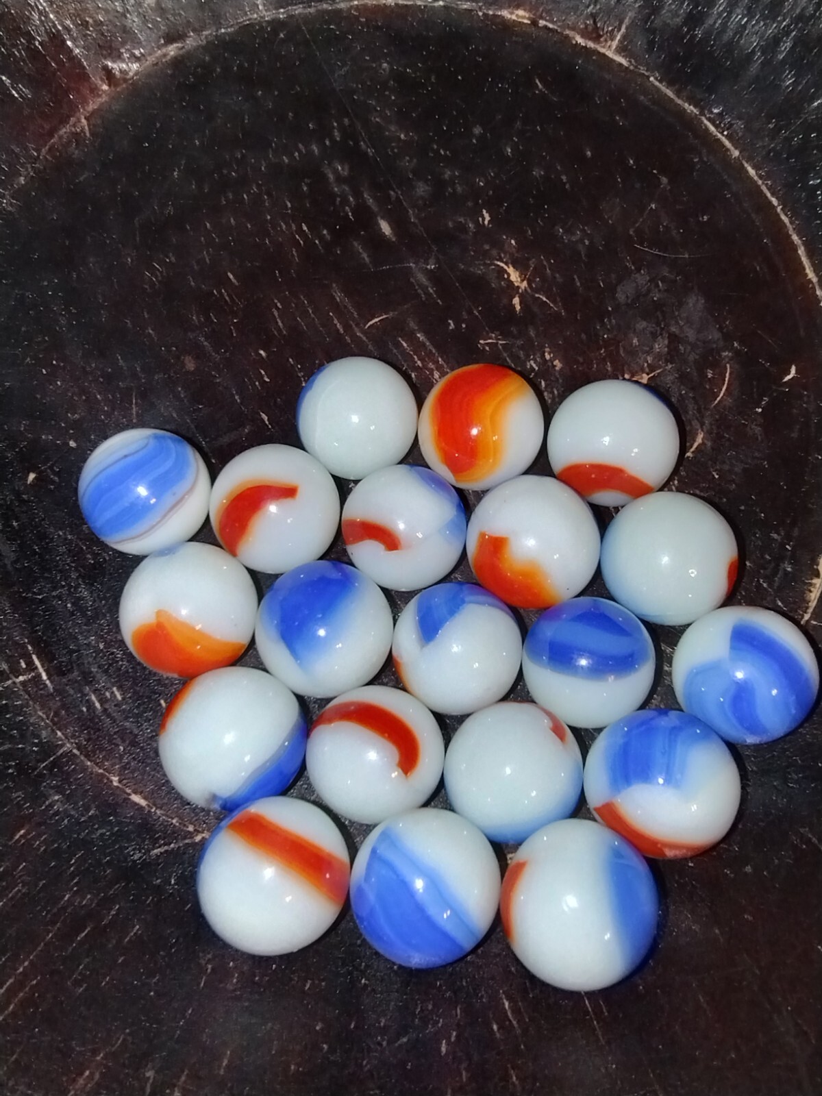 Patriotic (Red White Blue) Liberty Marbles Florescent UV Reactive Uranium Glass