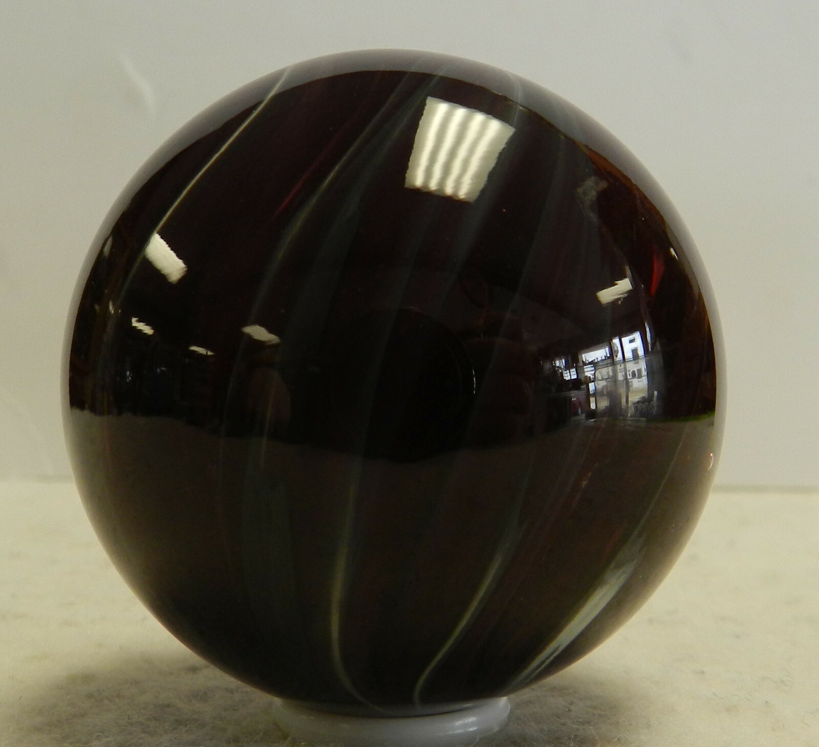 #14787m Large 1.85 In Dark Purple and White Handmade Contemporary Marble Mint