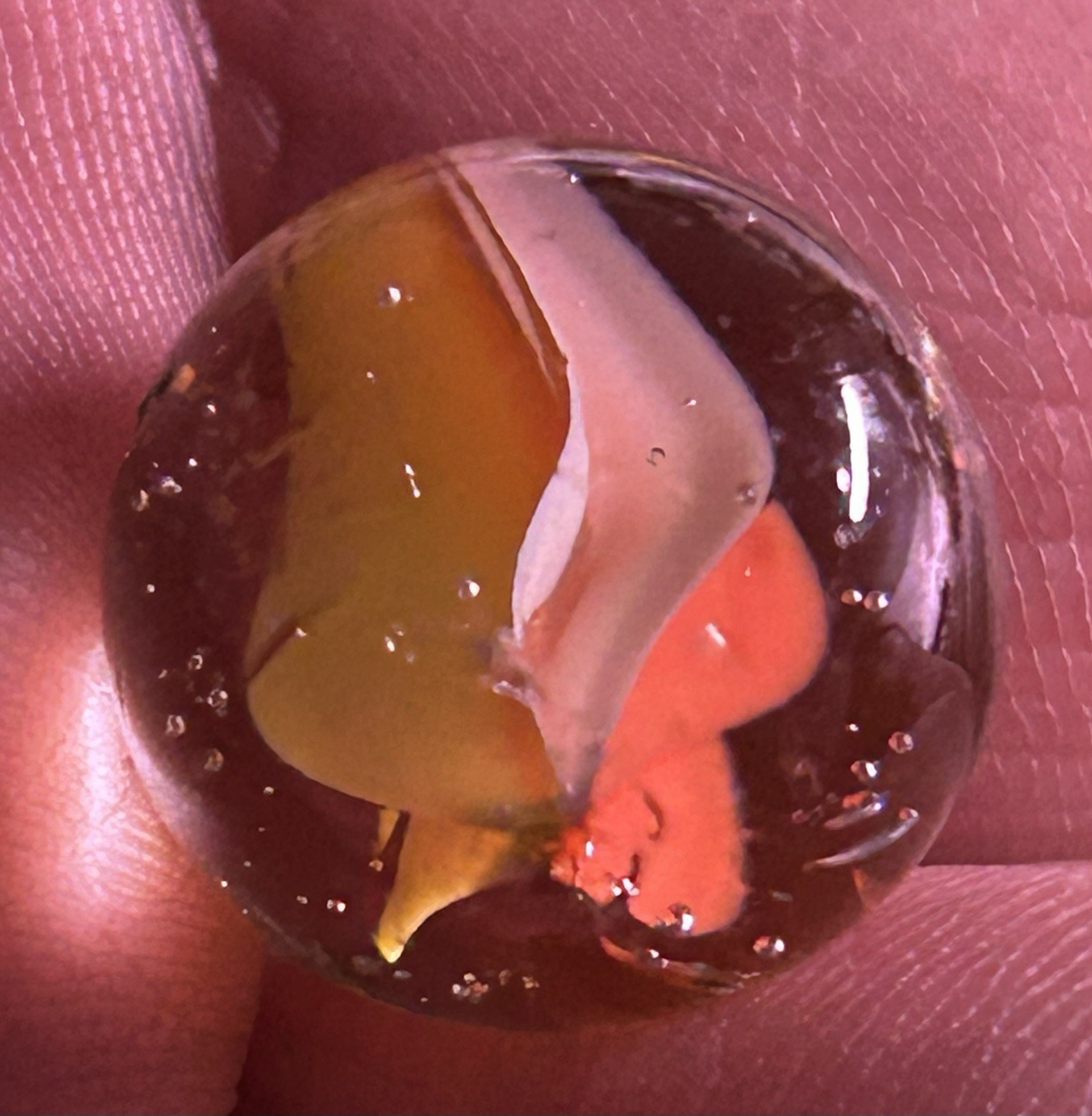 Vintage Vitro Agate 0.62″ Six Vein Cats Eye Marble Tri Color Near Mint!
