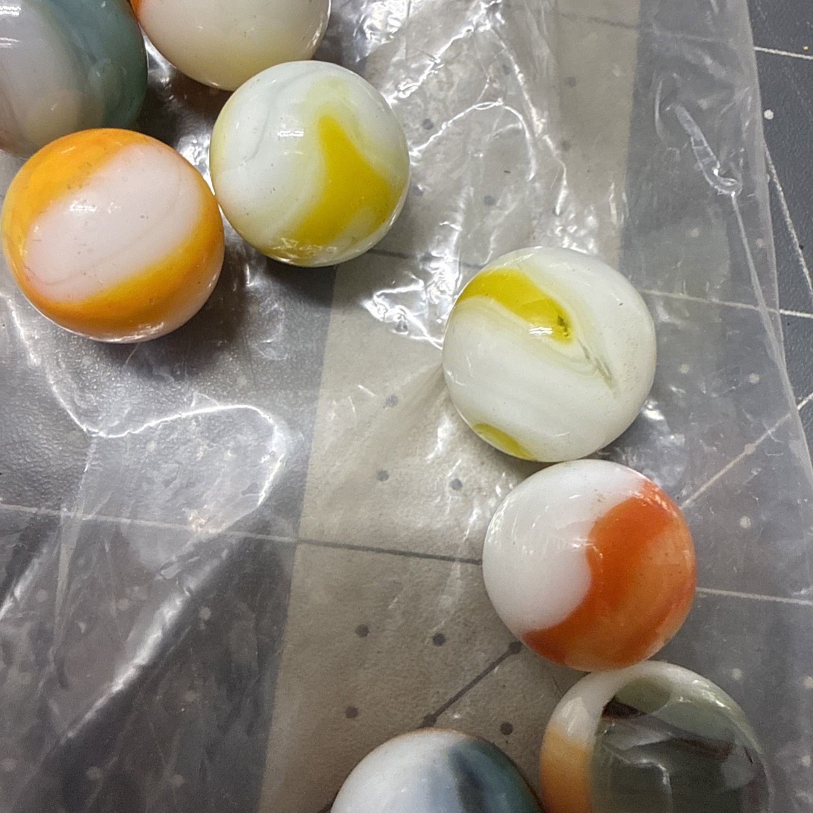Vtg 1940s -1970s MARBLES Lot of 10 Tri-colors Peltier? Akro Agate? Christensen?