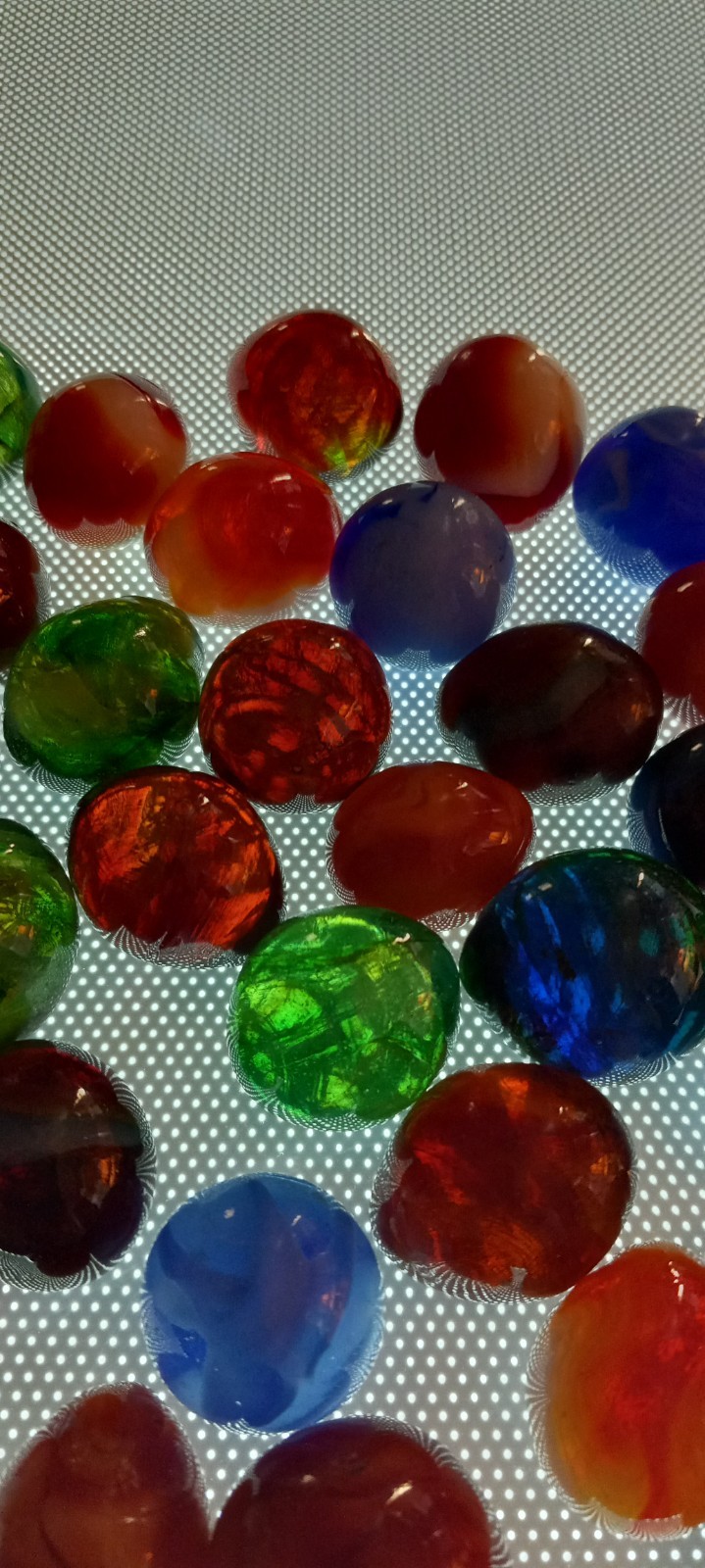 A Lot Of Vintage Hand Blown Odd Shaped Marbles Blues, Reds, Green