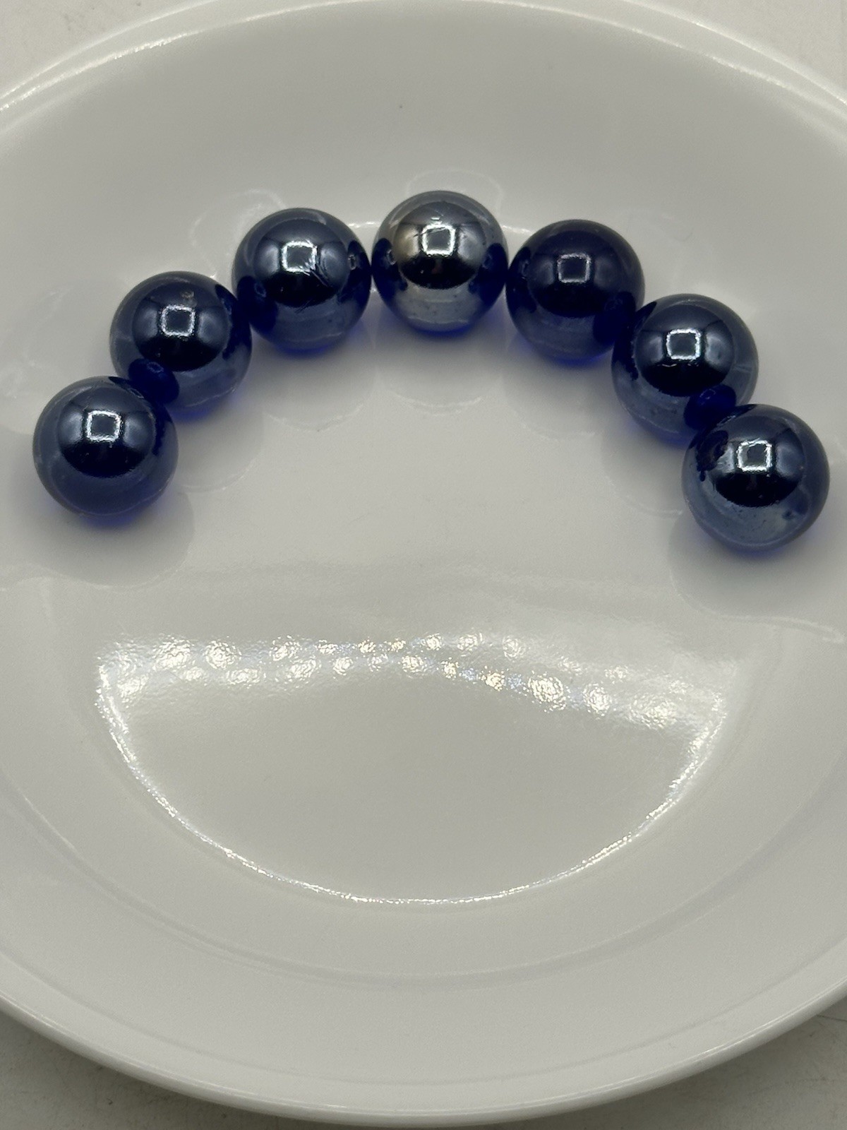 Cobalt Blue Iridescent Marble Lot 7 Medium 5 Large And 19 Small Confetti
