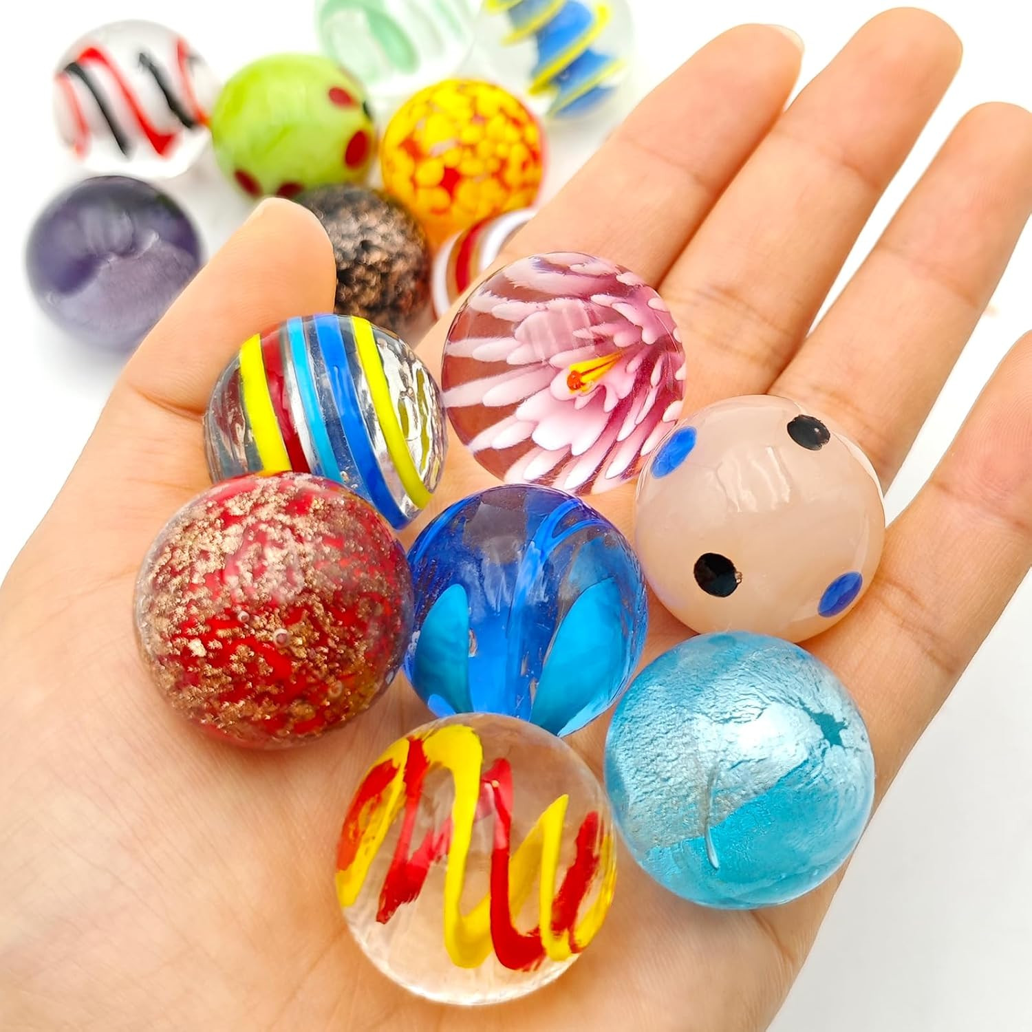 Large Marbles 1 Inch Colored Big Marble Handmade Boy Girl Gift Collection and Ho