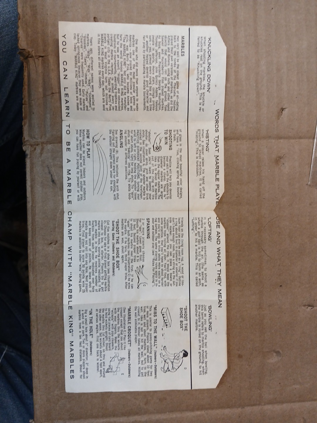 Vintage Marble King Game Instructions Rule Book Pamphlet
