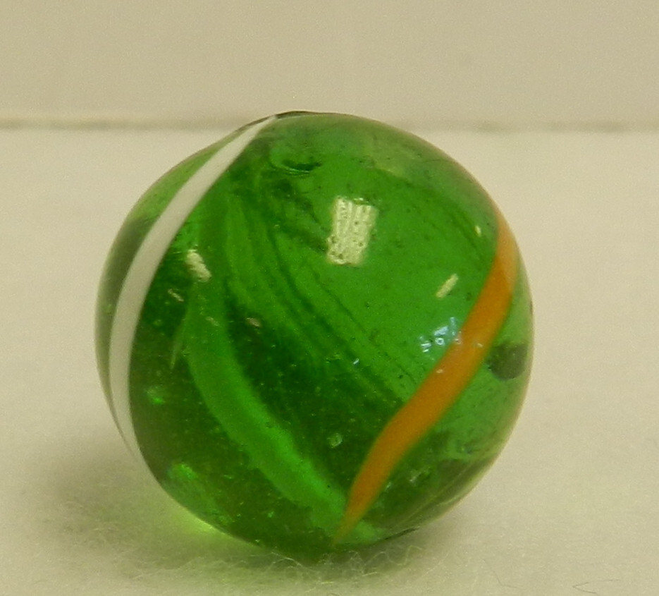 #17137m Nice High Grade Green Glass Vintage German Handmade Marble .70 Inches