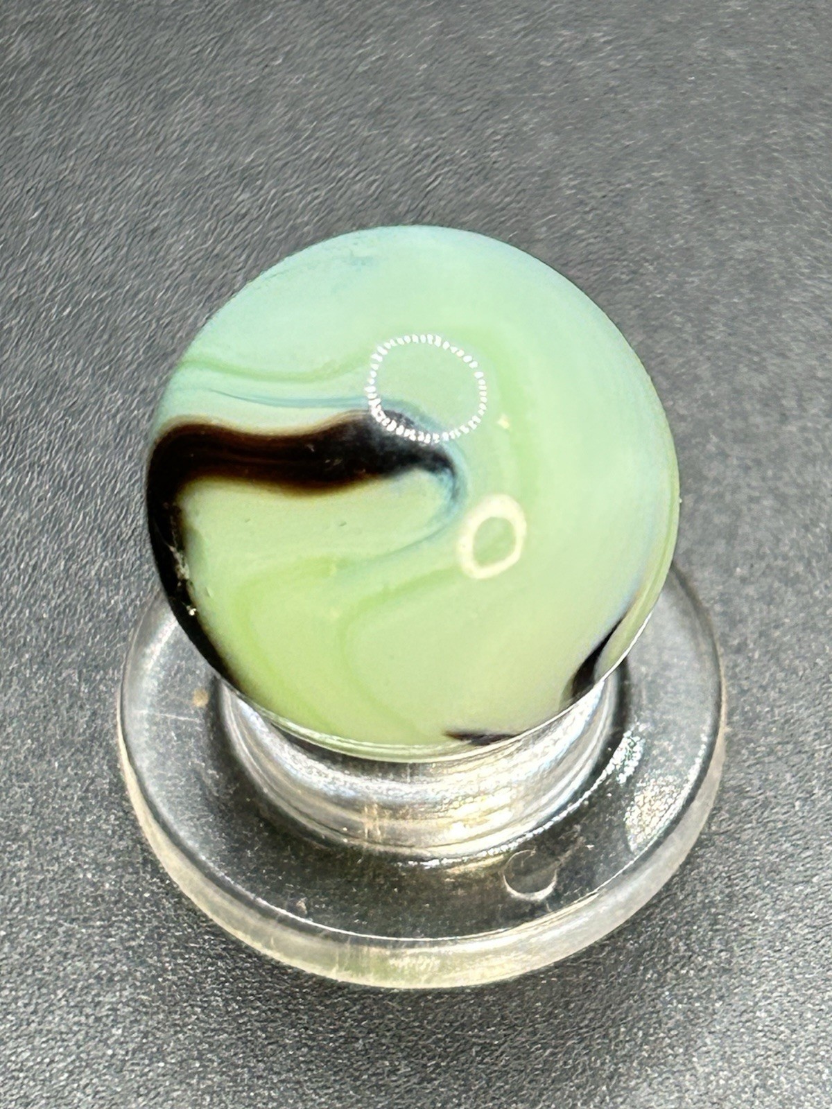 Vintage Ravenswood Swirl Marble HTF Deep Purple On Lime Seafoam Glass 0.591”