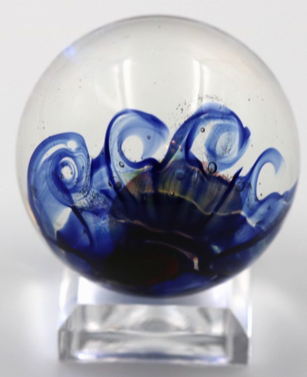 Beautiful MARCO JERMAN Nautilus Shell Art Glass MARBLE 2003