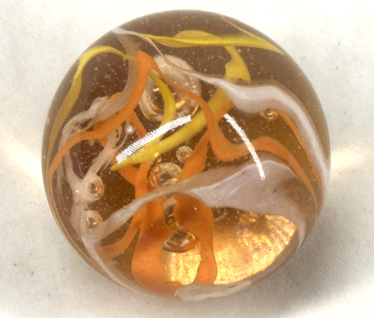 TOE BREAKER 50mm (2″) FIREFLY Orange/Yellow Marbles glass ball HUGE