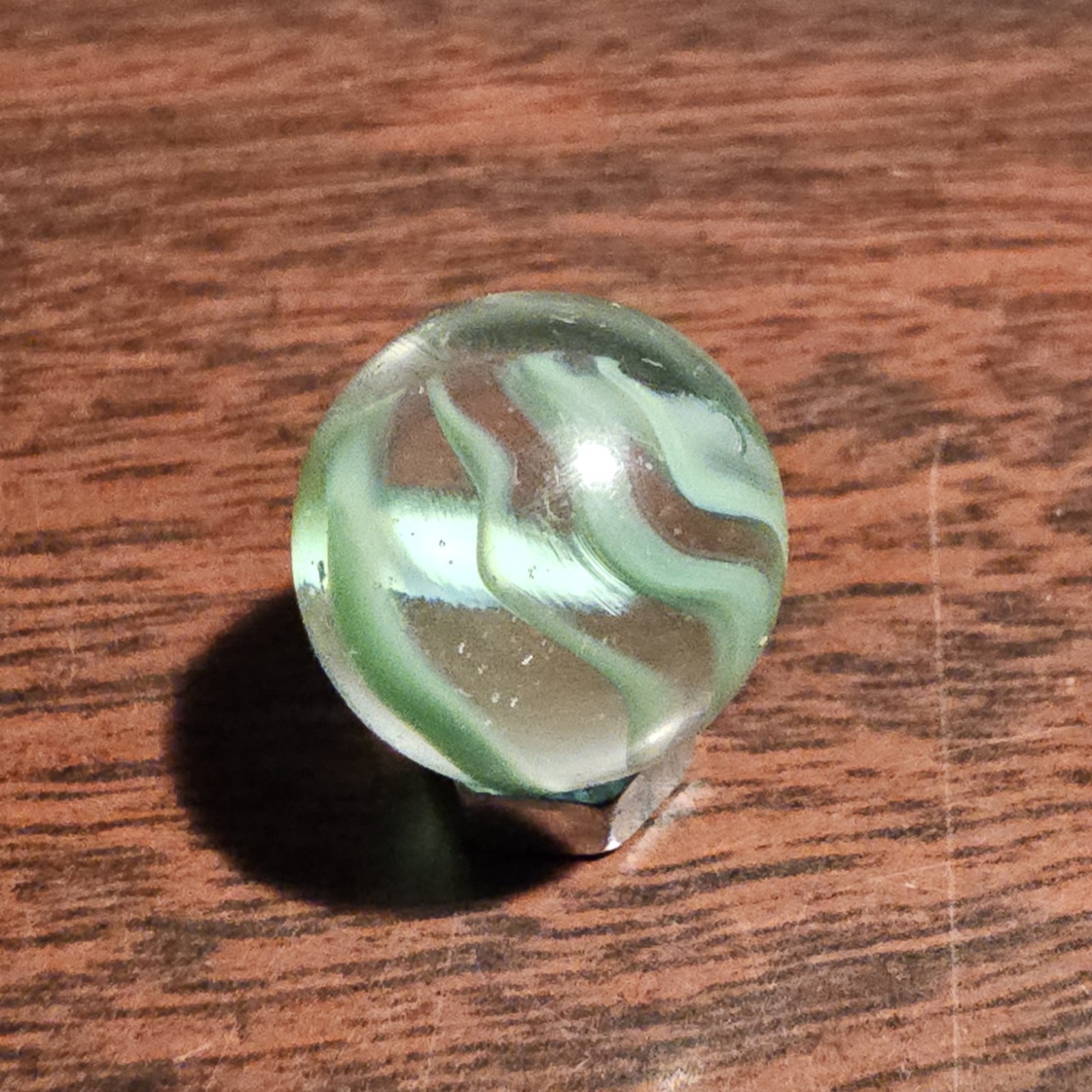 Vintage Vacor Green Spaghetti Ribbon .593″ Glass Marble