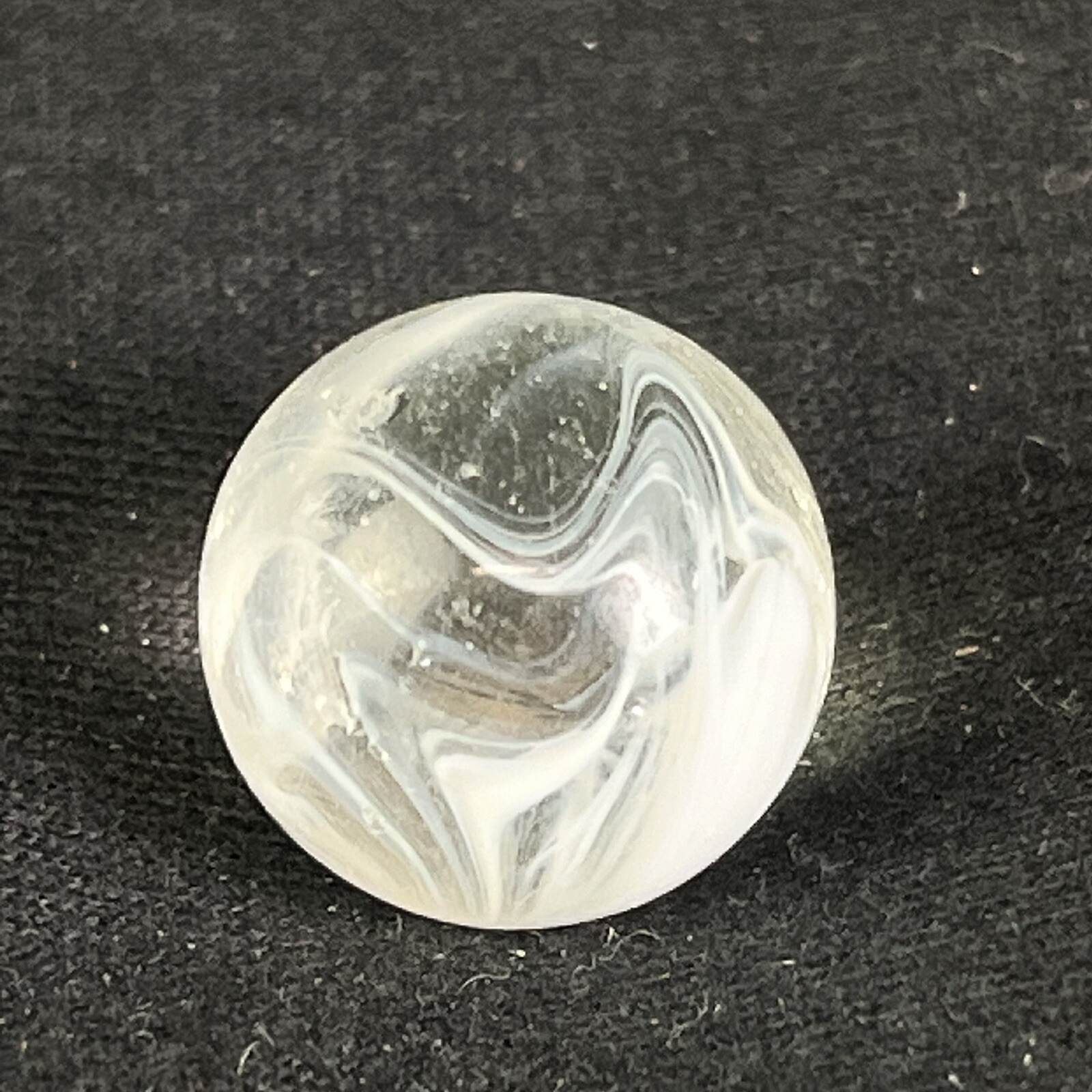 Vintage Akro Agate Peltier Art Swirl Glass Marble .64” White Clear