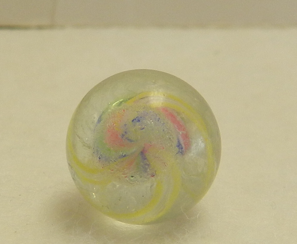 #16808m Peewee .48 Inches Vintage German Handmade Divided Ribbon Swirl Marble
