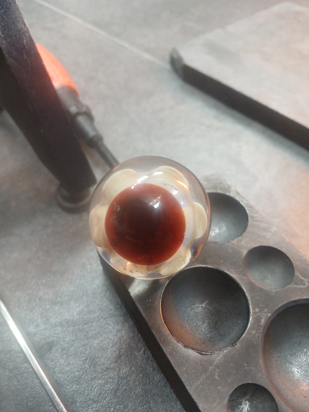 American Made Hand Blown Silver Fumed Implosion Marble UV Illuminati Green