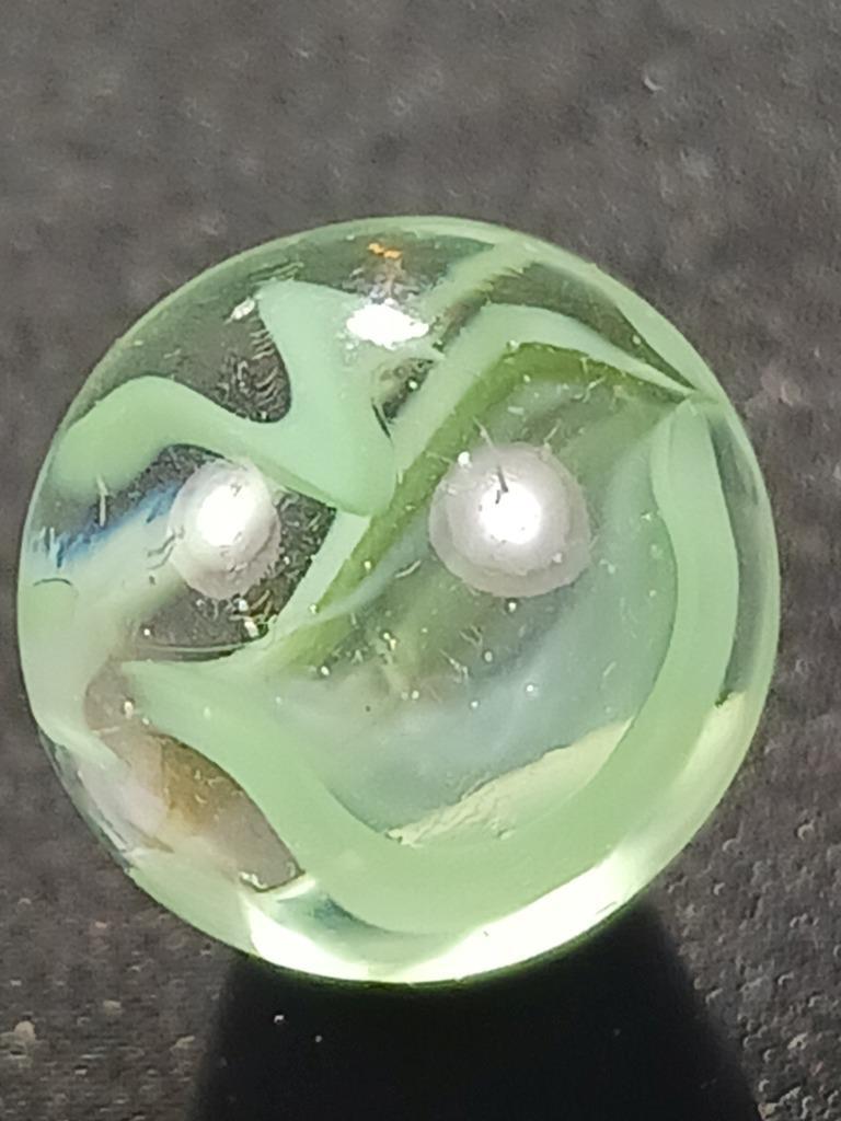 Vitro Agate .58″ Celadon Green Caged Cat’s Eye Near Mint Serious Marble A451