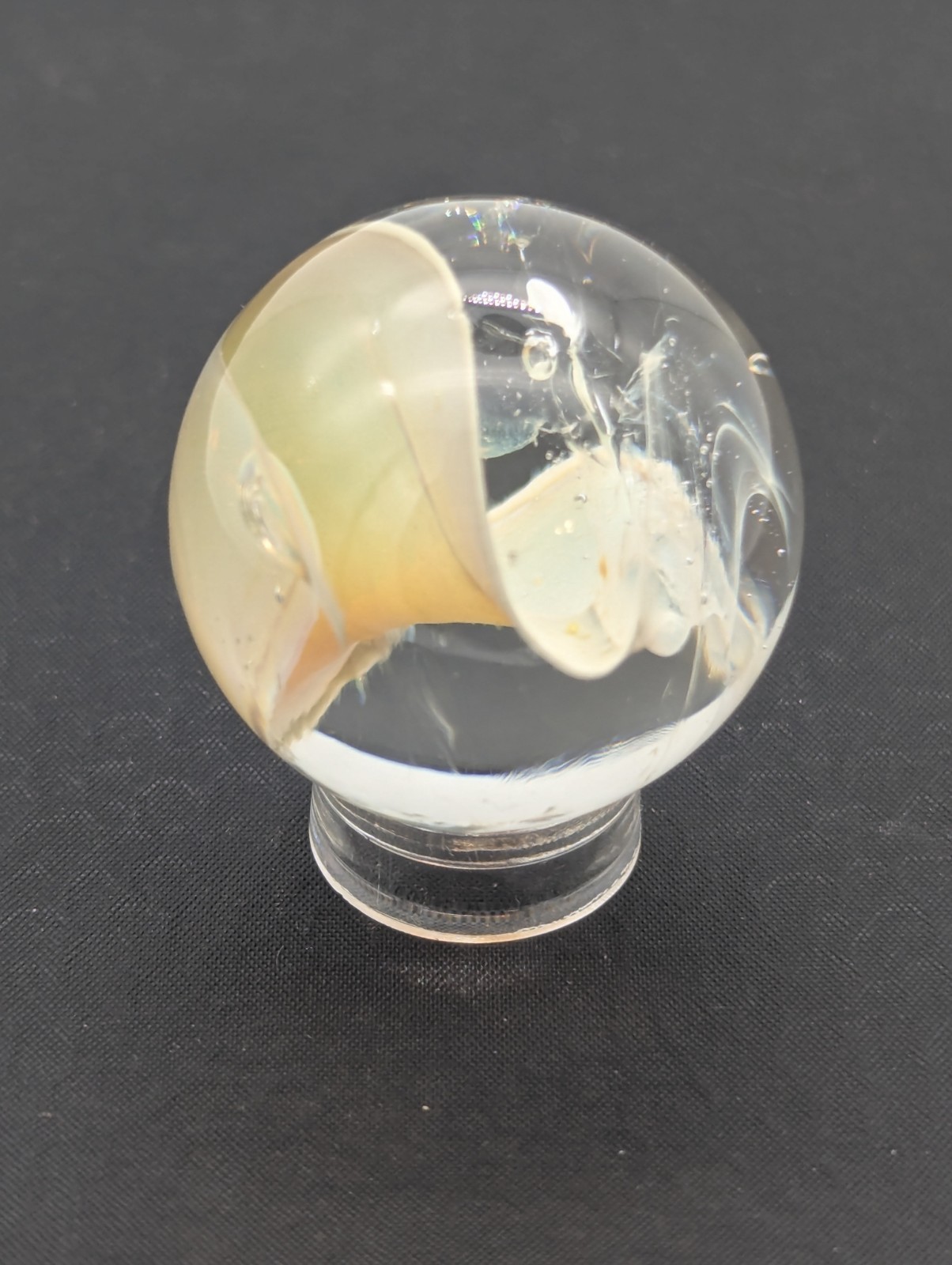 Handmade Glass Marble Blue Iridescent Abstract Implosion Art 30mm COTTAGECORE