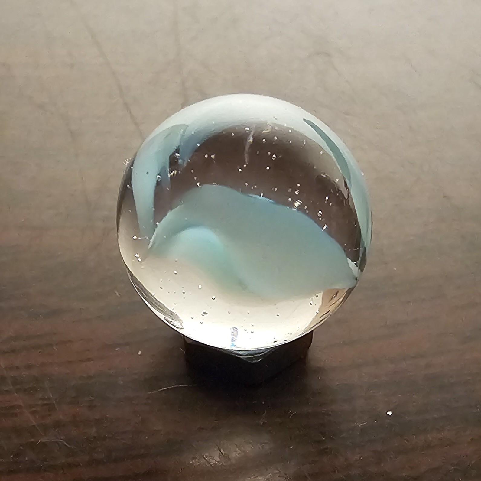 Vintage Vacor Light Blue Spaghetti Ribbon .593″ Glass Marble