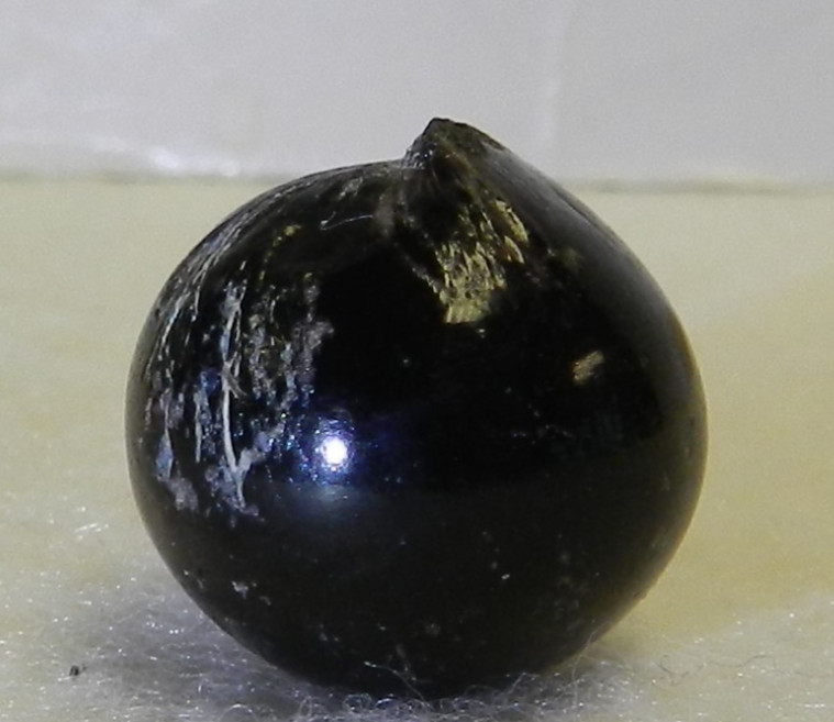 21058m German Handmade Single Pontil end of Cane Indian or Black Opaque Marble