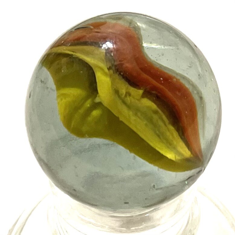 Large Six Vein Three Color Cat’s Eye Marble. Vintage Machine Made 34mm 1-3/8″