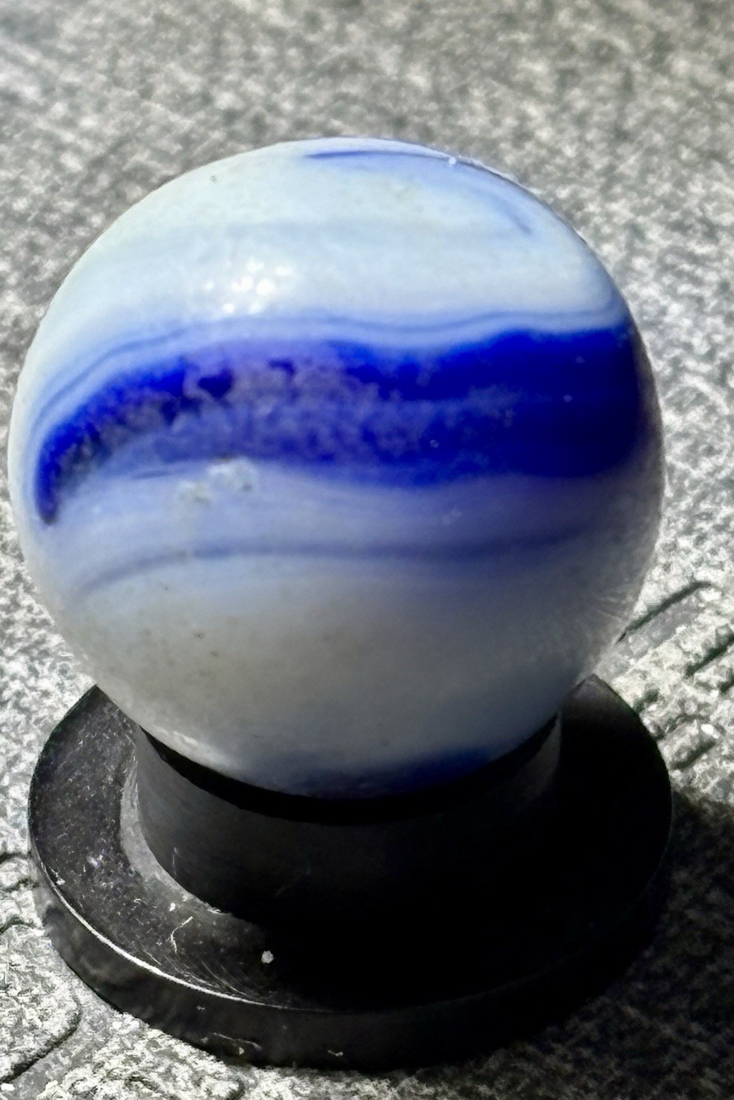 VTG Alley Agate Company Navy Blue & White Swirl Marble .61”see Pics
