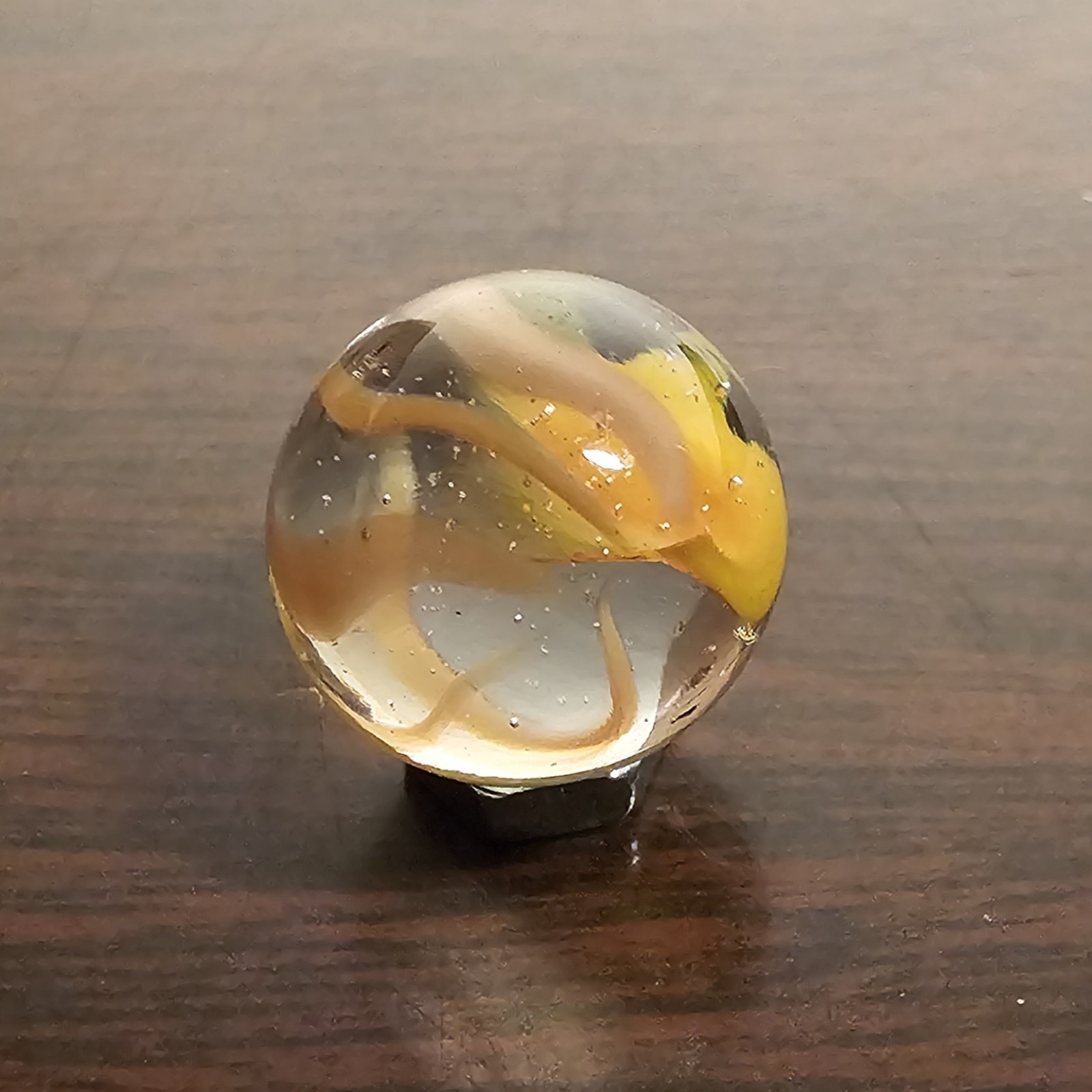 Vintage Vacor Orange Sherbert Spaghetti Ribbon .593″ Glass Marble