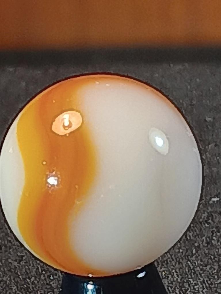 5/8″ Peltier Alley Fiery Orange Pearl White Ribbon Swirl NM Serious Marble B146