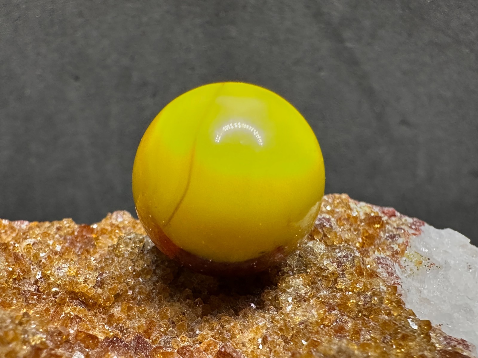 Vintage Akro Agate Royal Patch Marble – Red & Yellow – .60″ Very Nice!