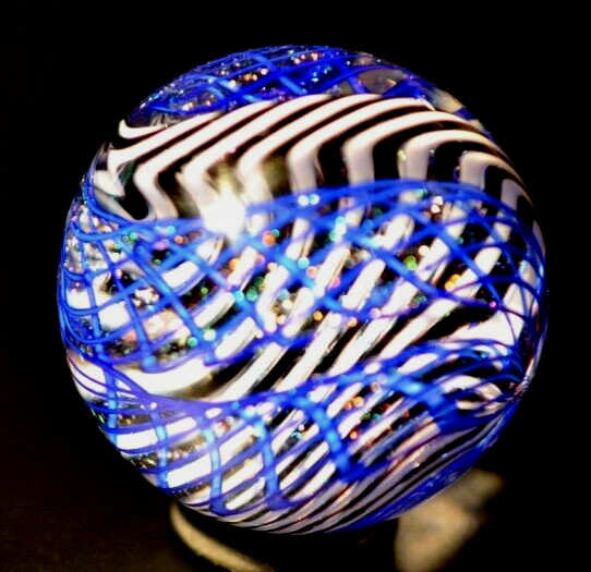 JAMES ALLOWAY GLASS MARBLE/1.327″-DICHROIC CANE SUPERNOVA #208-4 CANES FILIGRANA