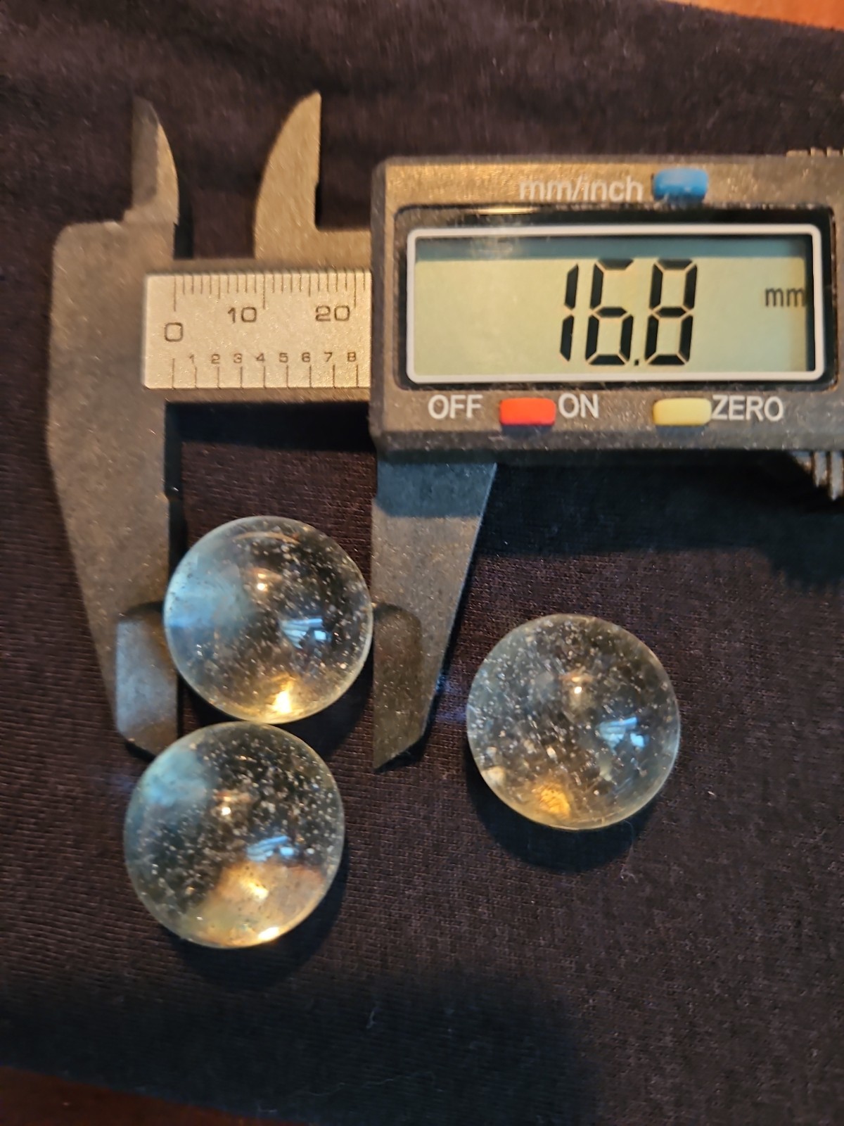 Vintage Lot Of 3 Large Shooter Marbles Clear Glass With Bubbles #3521