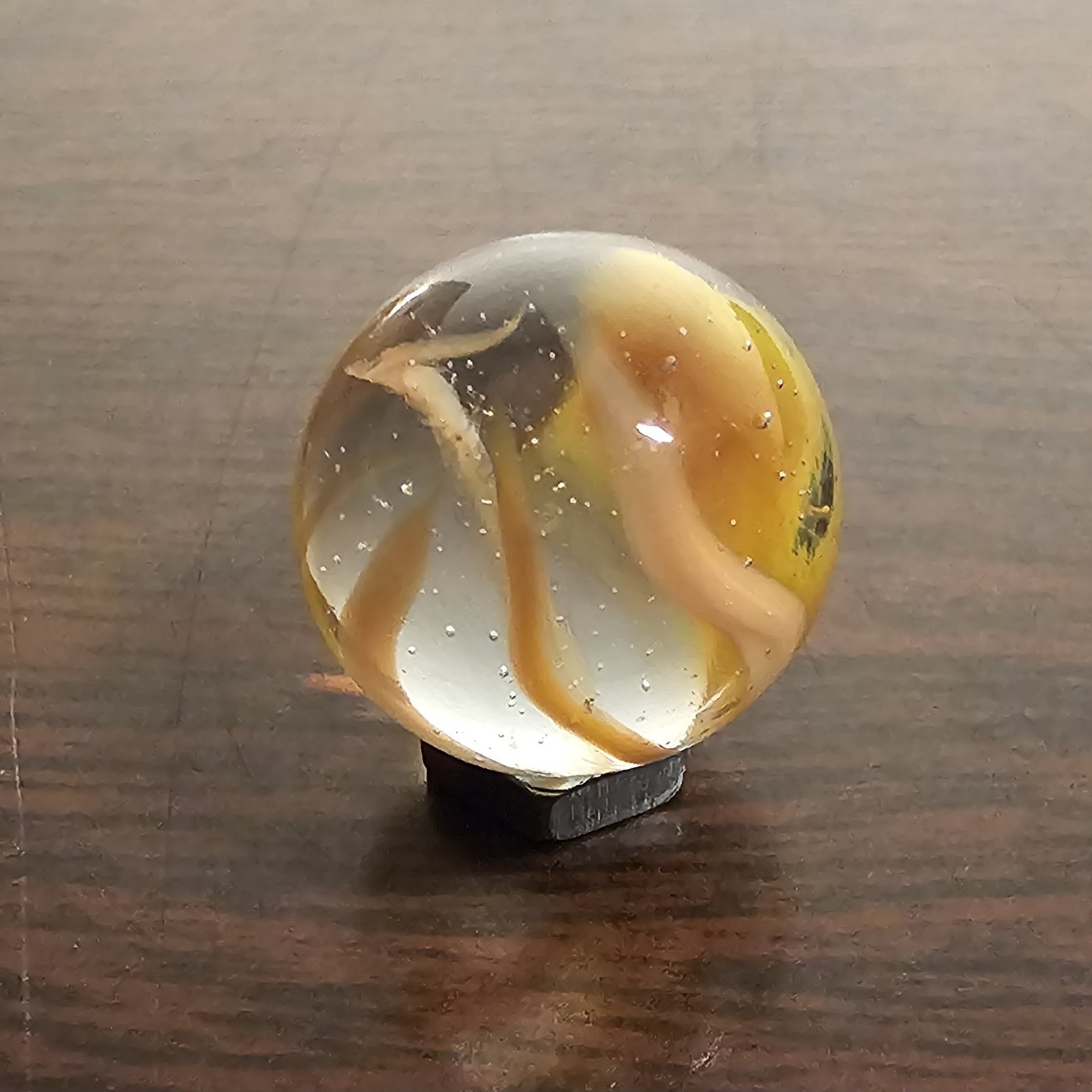 Vintage Vacor Orange Sherbert Spaghetti Ribbon .593″ Glass Marble
