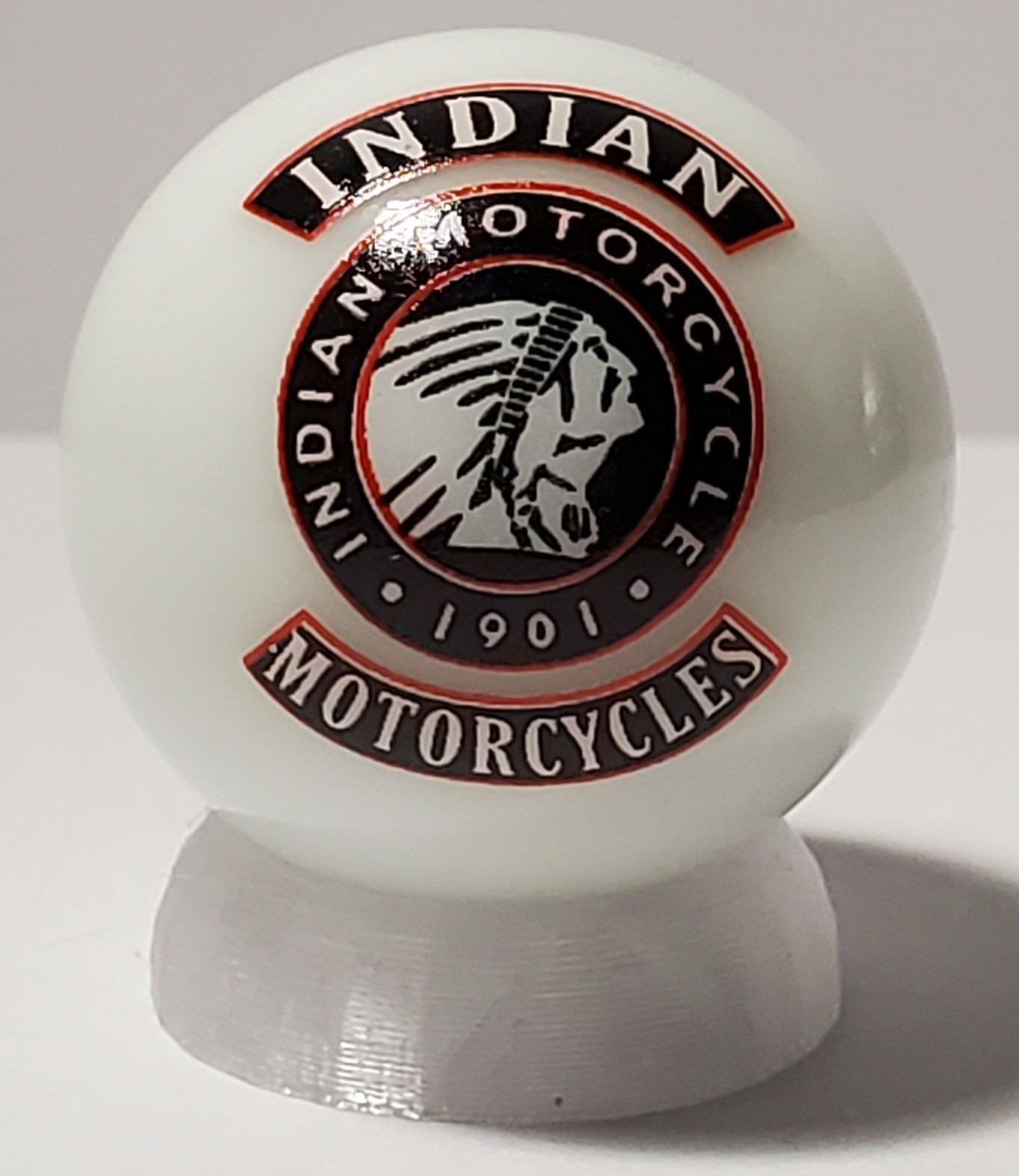 Indian Motorcycle Glass 1″ Logo Marble w/ Stand #2