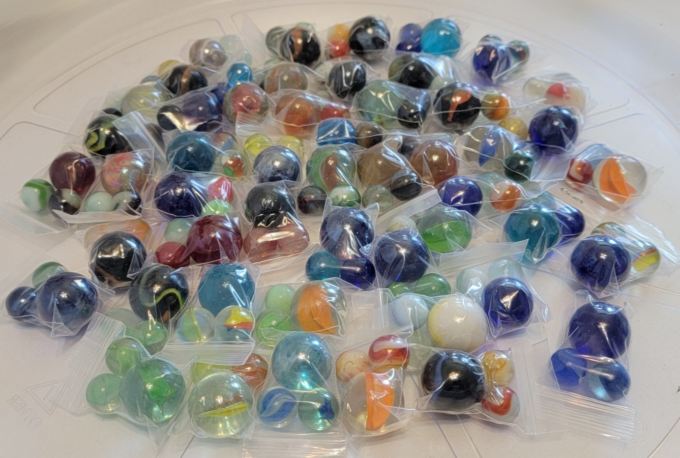 Lot of 150 Mixed Vintage SHOOTERs & Marbles PKGd in 50 individual bags of 3 each