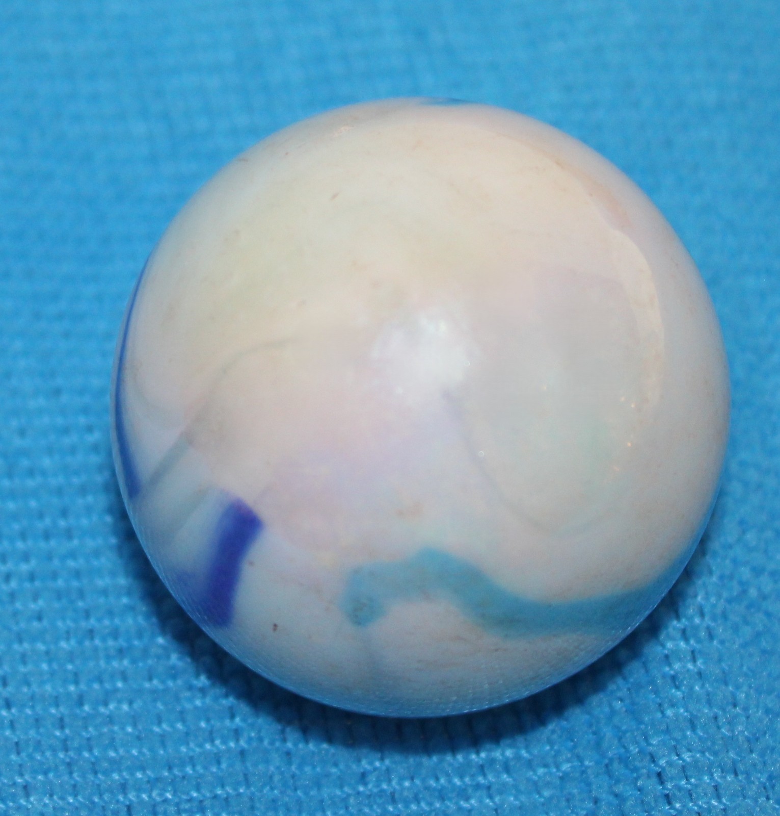 Two Large 2″ (50 mm) Marbles — (Swirling Blue & White Marbles)