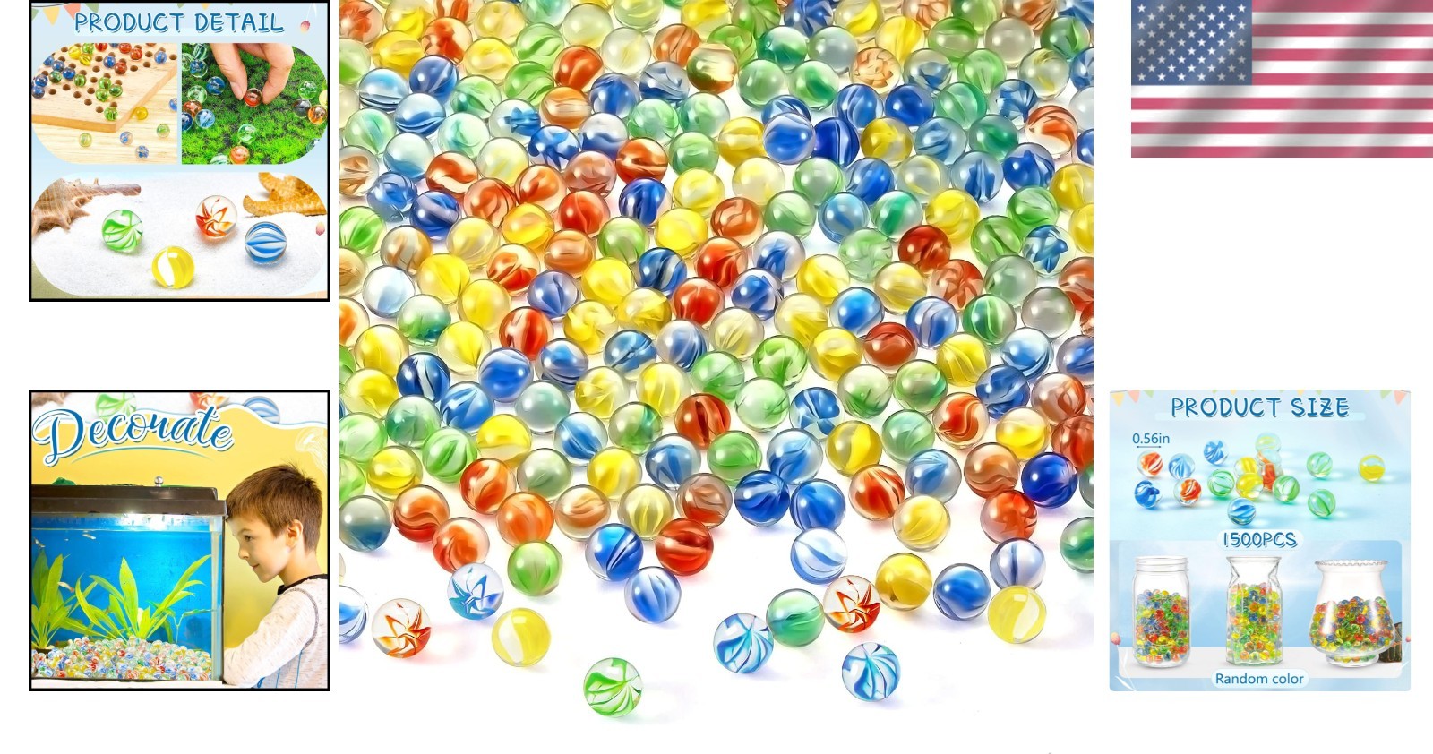 1500 Pcs Cat’s Eye Glass Marbles, 0.55” – Kids Crafts