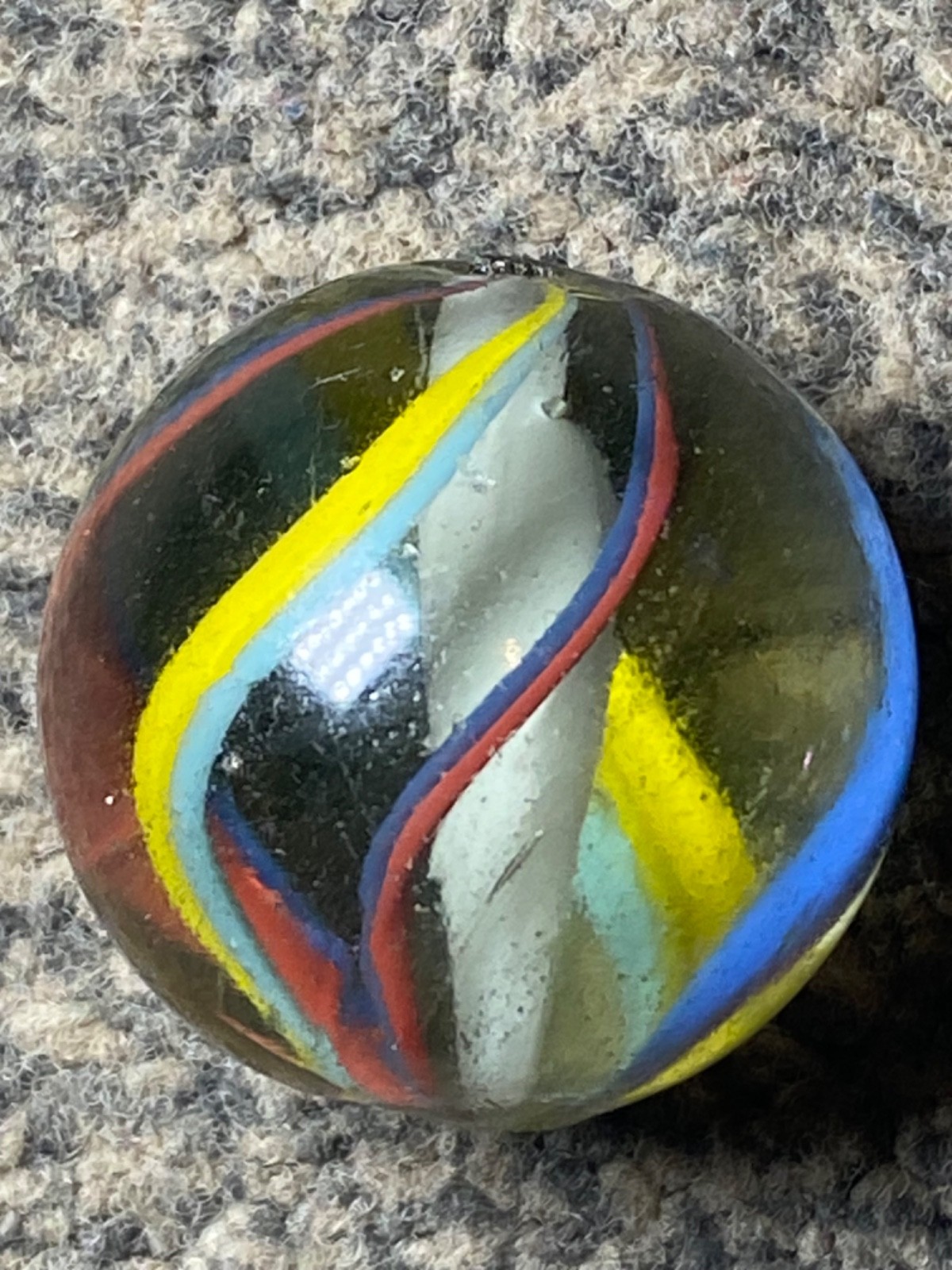 Antique German Marble BIG 1.2’ / 30mm multi colour banded solid core MINT