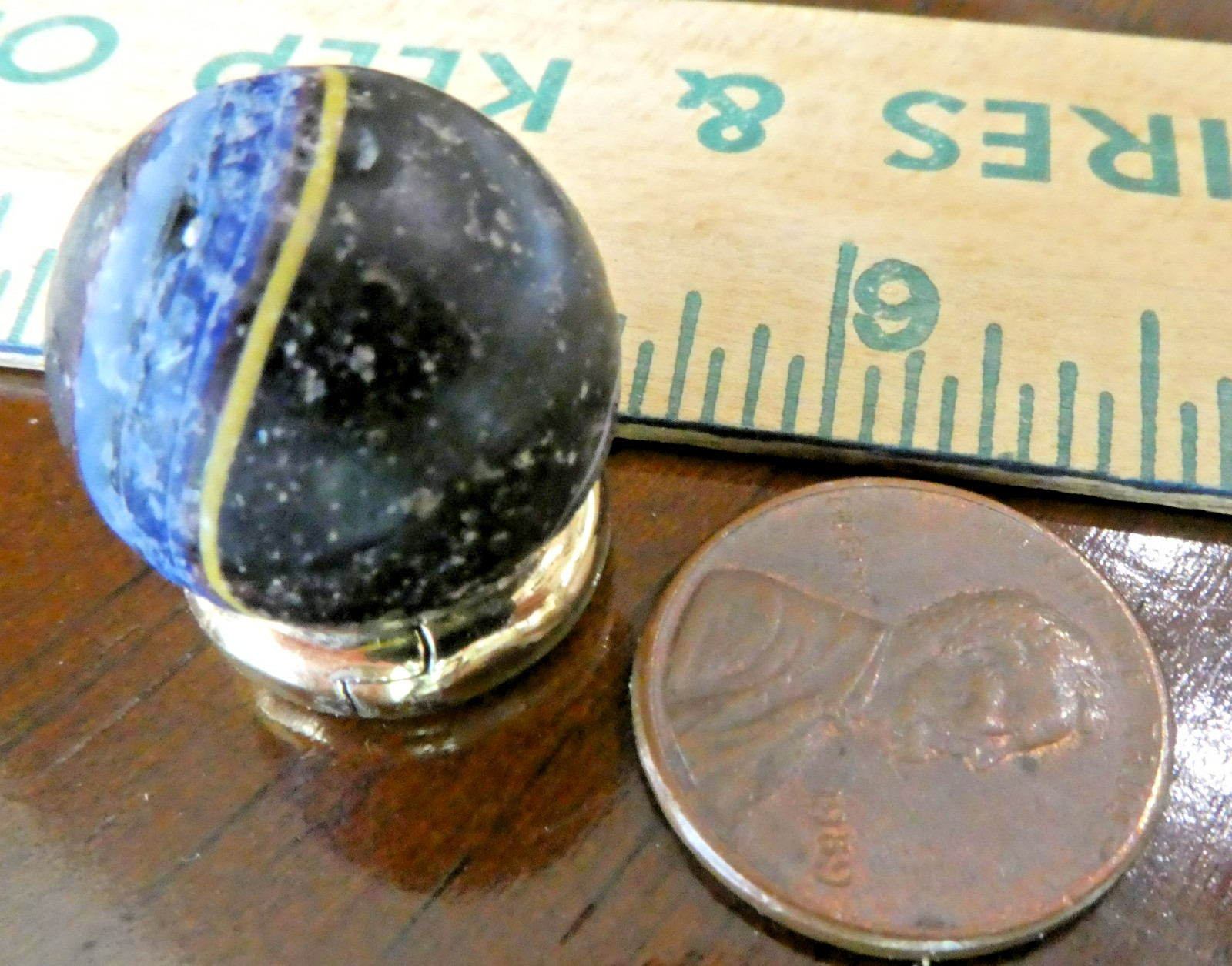 Antique German Handmade Indian Marble Black with Swirl designs