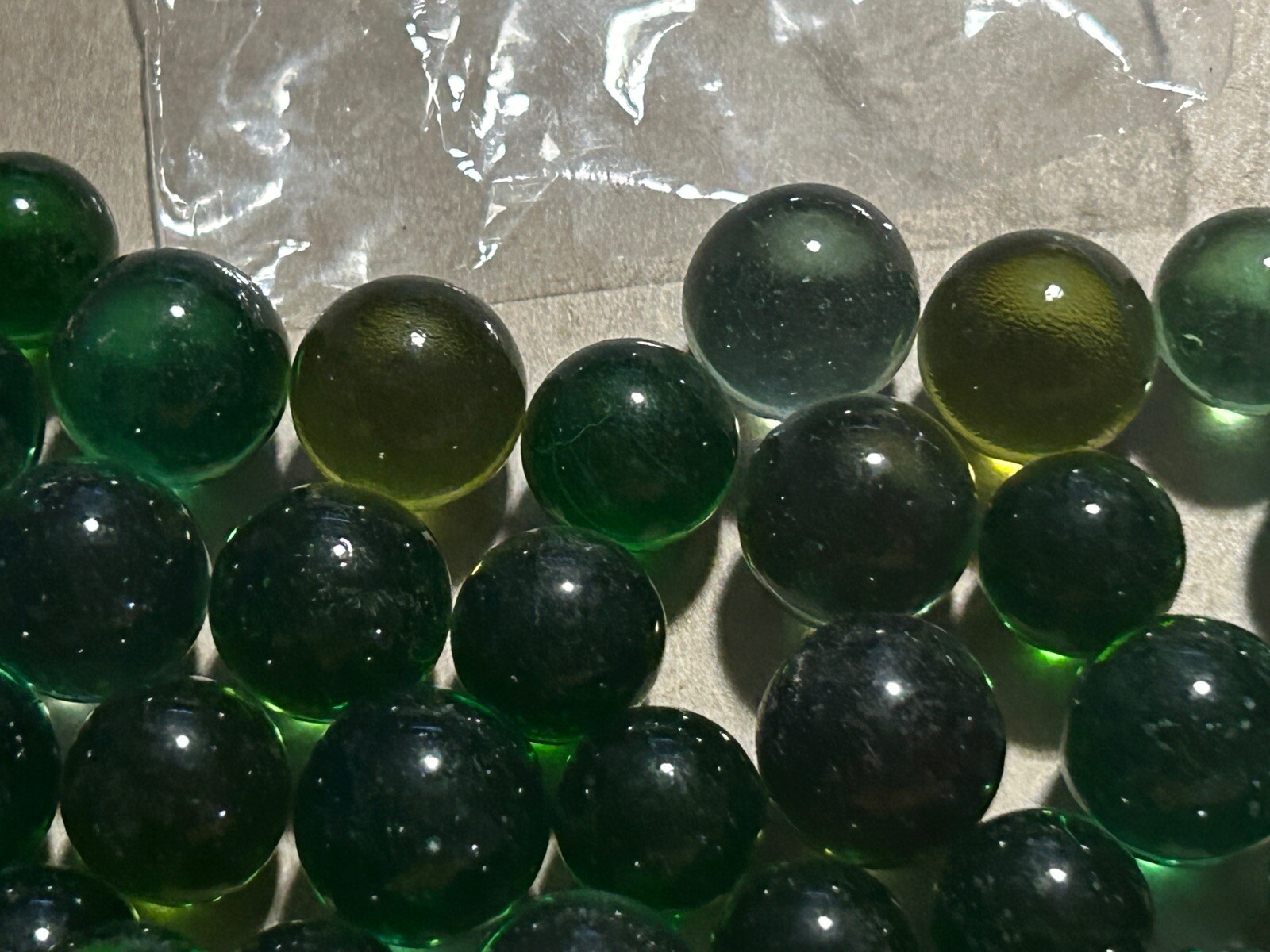 Vintage Marbles Lot Of 50 Green Solid Glass Lot 348