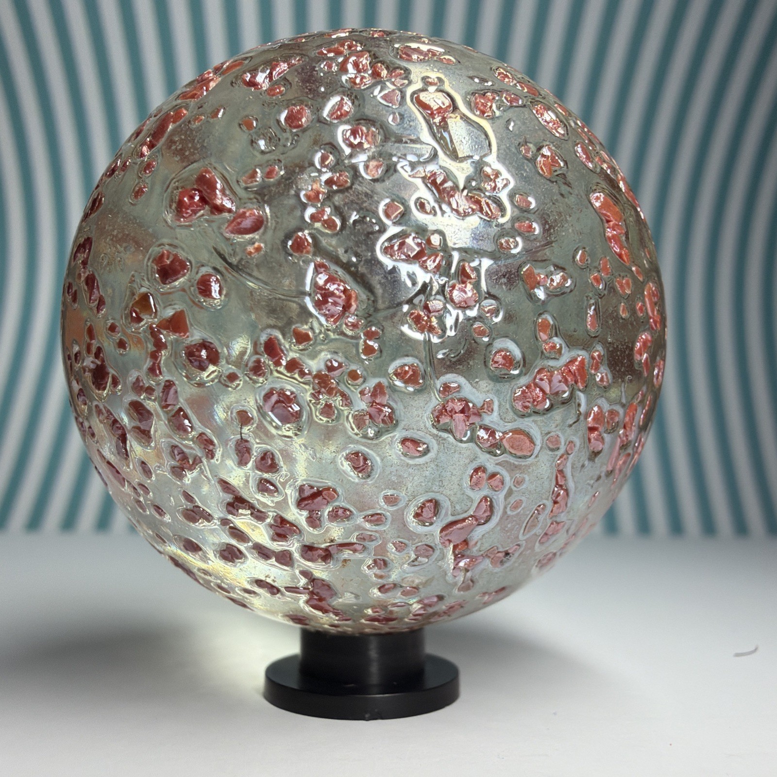 Vacor Red Princess Confetti Marble ~1.9″ Toe Breaker Huge Mint MIB Glass Marbles